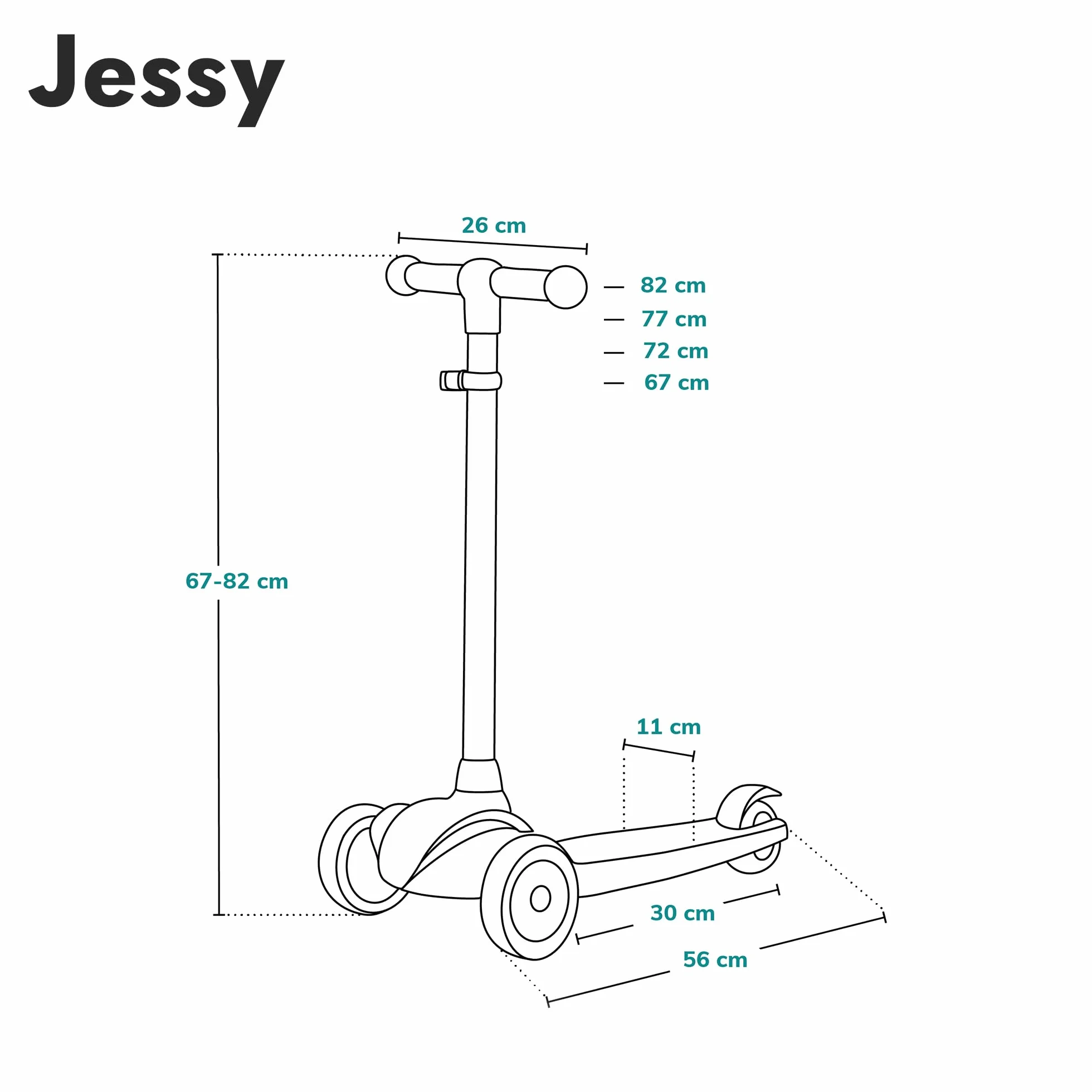 Lionelo Jessy Monopattino Evolutivo per Bambini 3+ 50kg Scooter con Ruote LED Pedana Antiscivolo Freno Acciaio Regolabile 4 Altezze Leggero 2.3kg