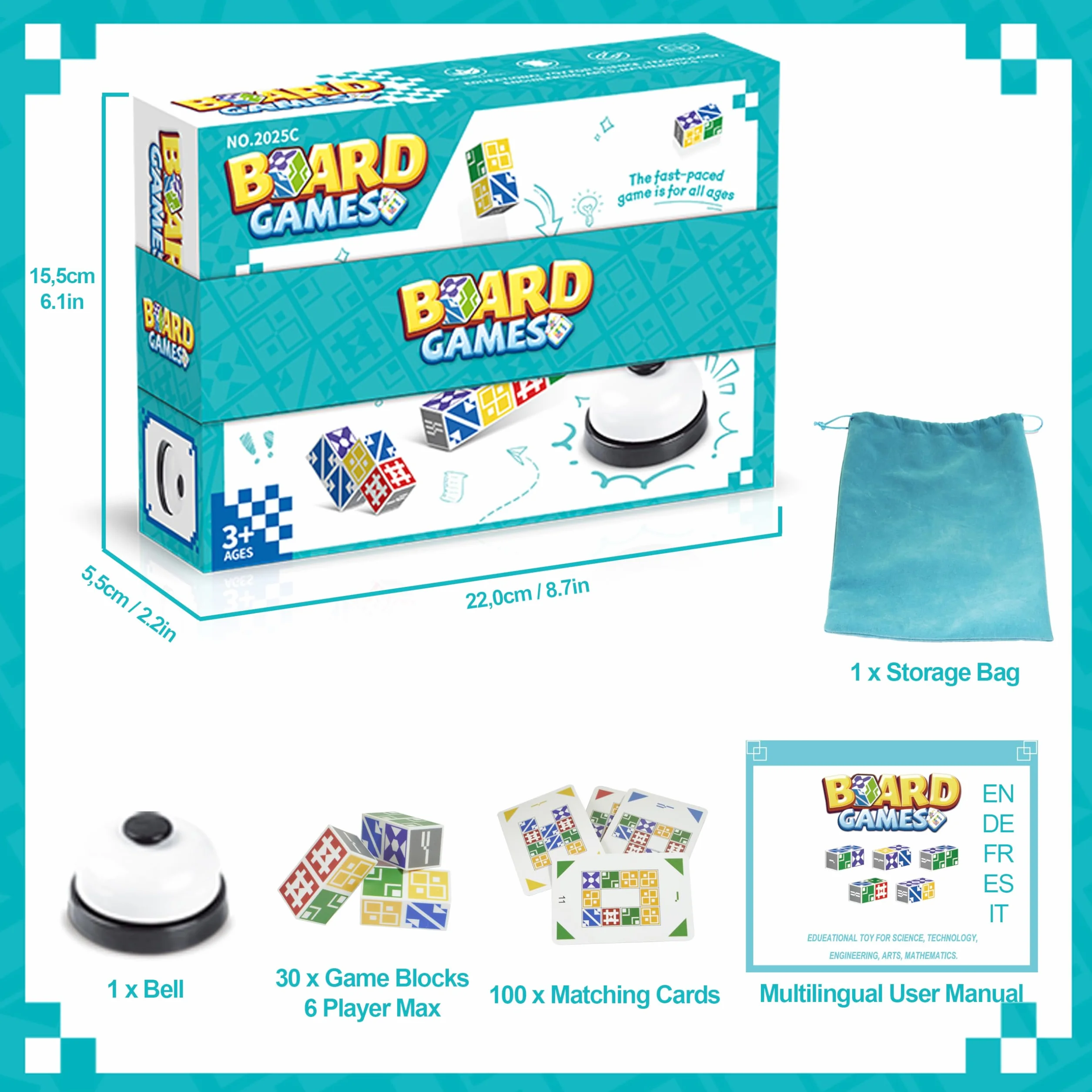 Giochi da tavola, Gioco Veloce di Abbinamento Blocchi per Fino a 6 Giocatori – Il Gioco da Tavolo Perfetto per Famiglia e Amici