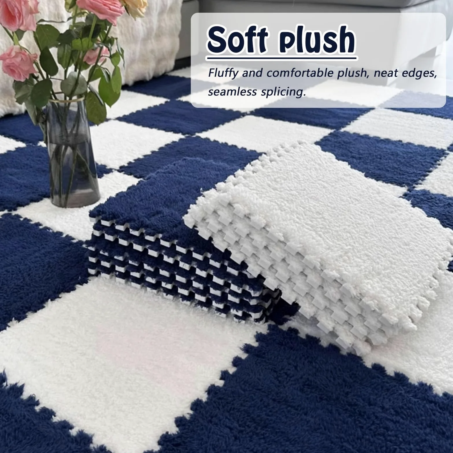 80 Piastrelle in Schiuma ad Incastro - Tappetino per Camera da Letto e Sala Giochi P Jigs, Blocchi di Schiuma Puzzle Viola Morbidi (Spessi 0,39 Pollici) - Perfetti per Bambini e Arredamento