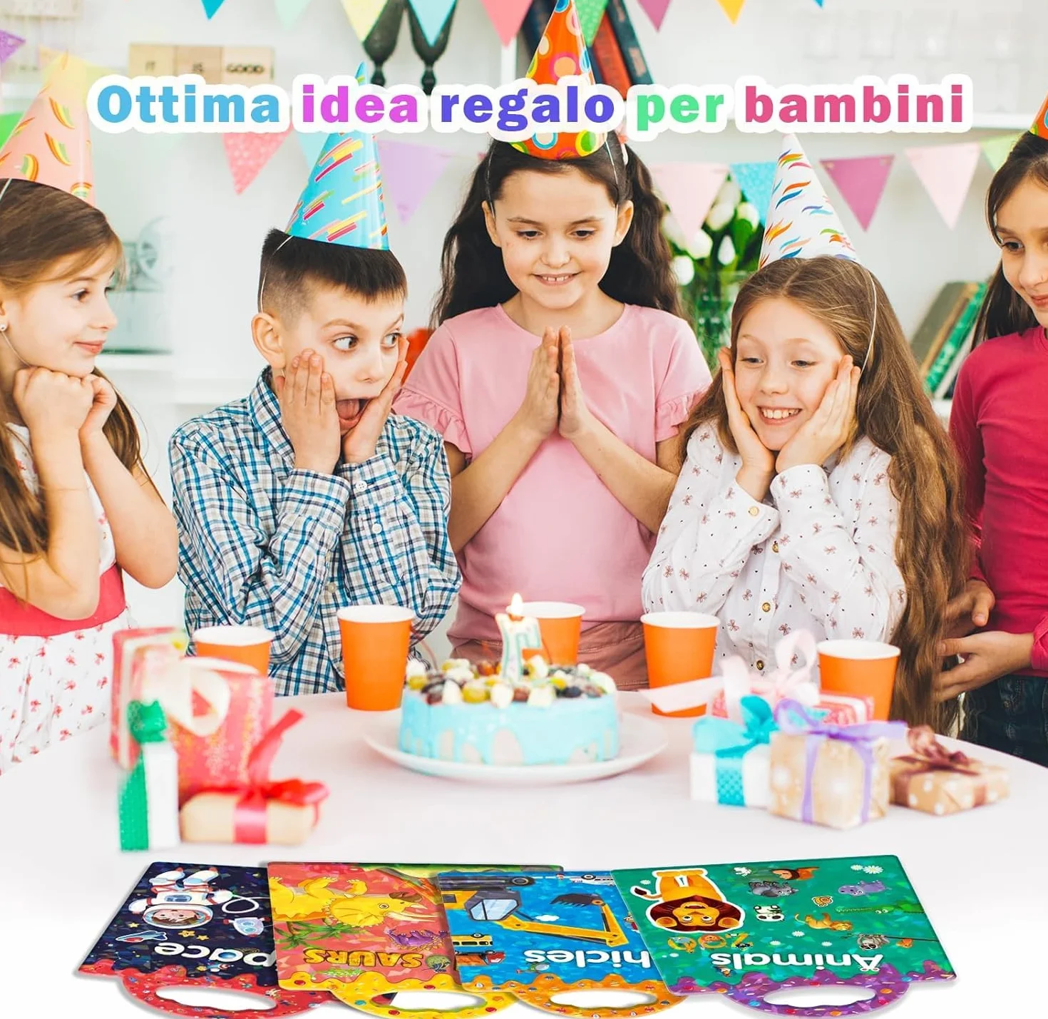 GUYUCOM 4 libri adesivi riutilizzabili giocattoli educativi bambini 2-4 anni ragazzi ragazze regali compleanno