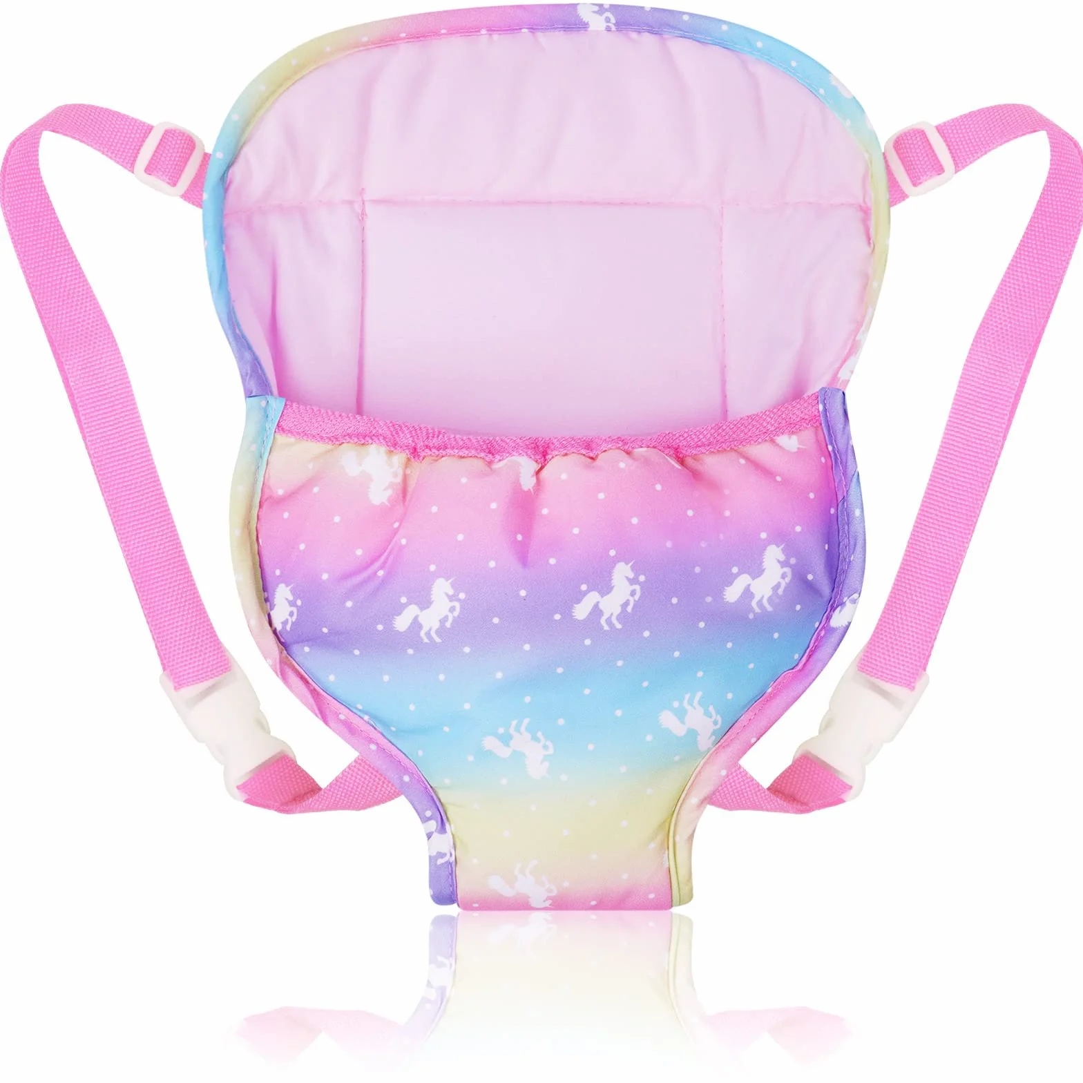 Aolso Zaini per Carrier Bambole, 18IN Marsupio per Bambole, Marsupio Giocattolo per Bambini con Spallacci Regolabili, Idee Regalo per Bambini, Colori dell'Arcobaleno