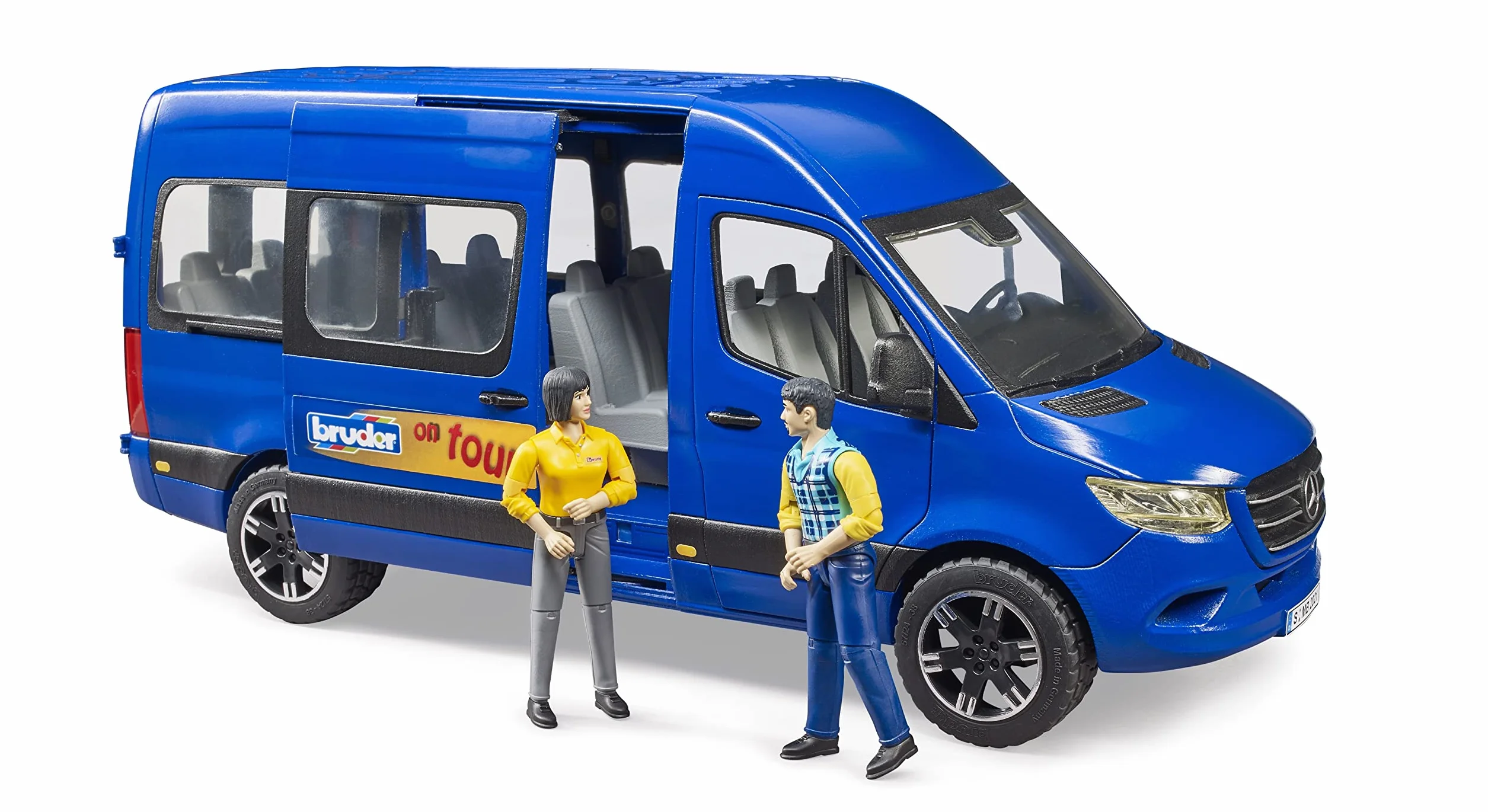 bruder 02670 - MB Sprinter Transfer con autista e passeggero, veicolo, autobus, trasportatore, figura giocattolo