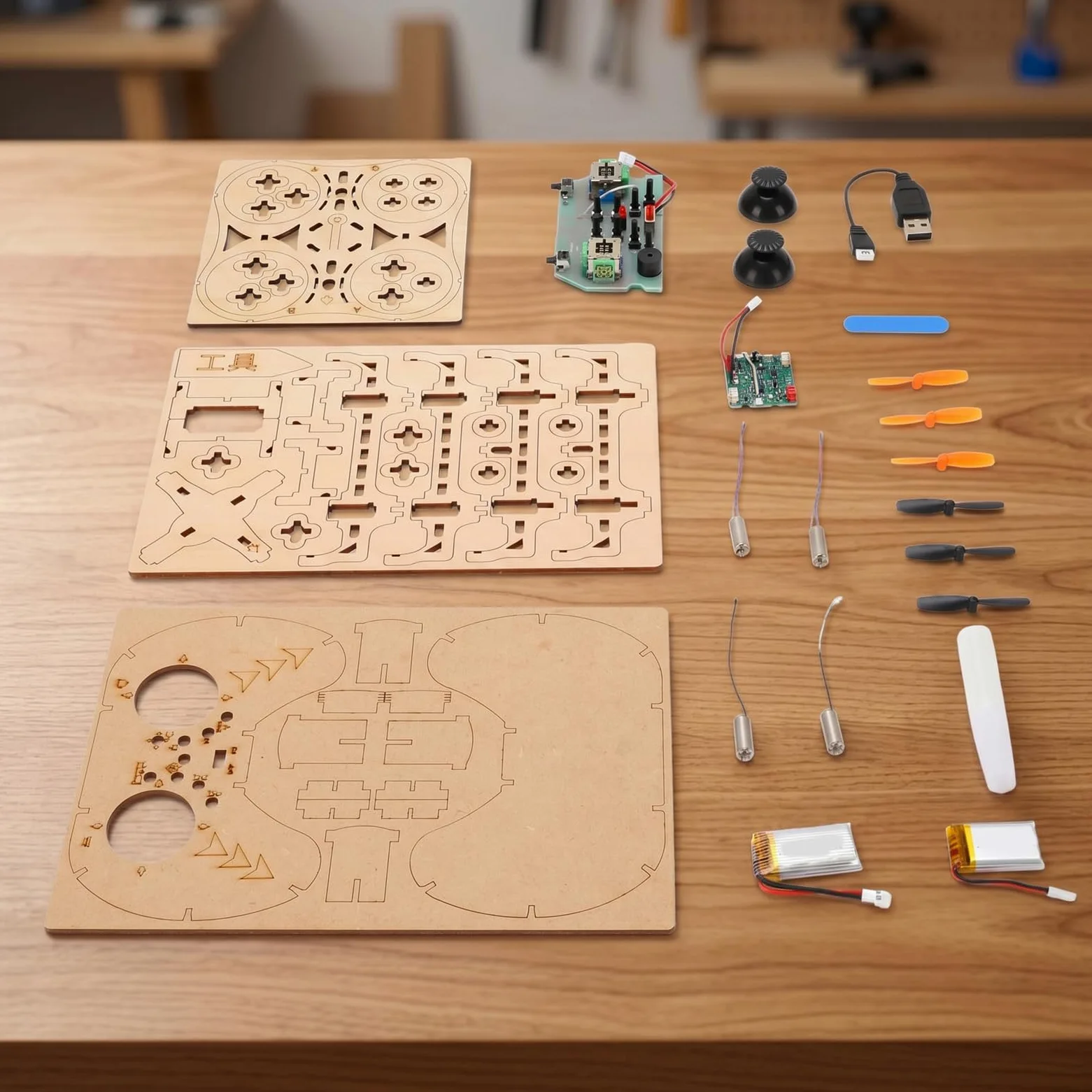 Generic Kit Drone in Legno, Progetto di Costruzione in Legno Quadricottero Telecomandato Educativo per Modellini di Aerei da Competizione
