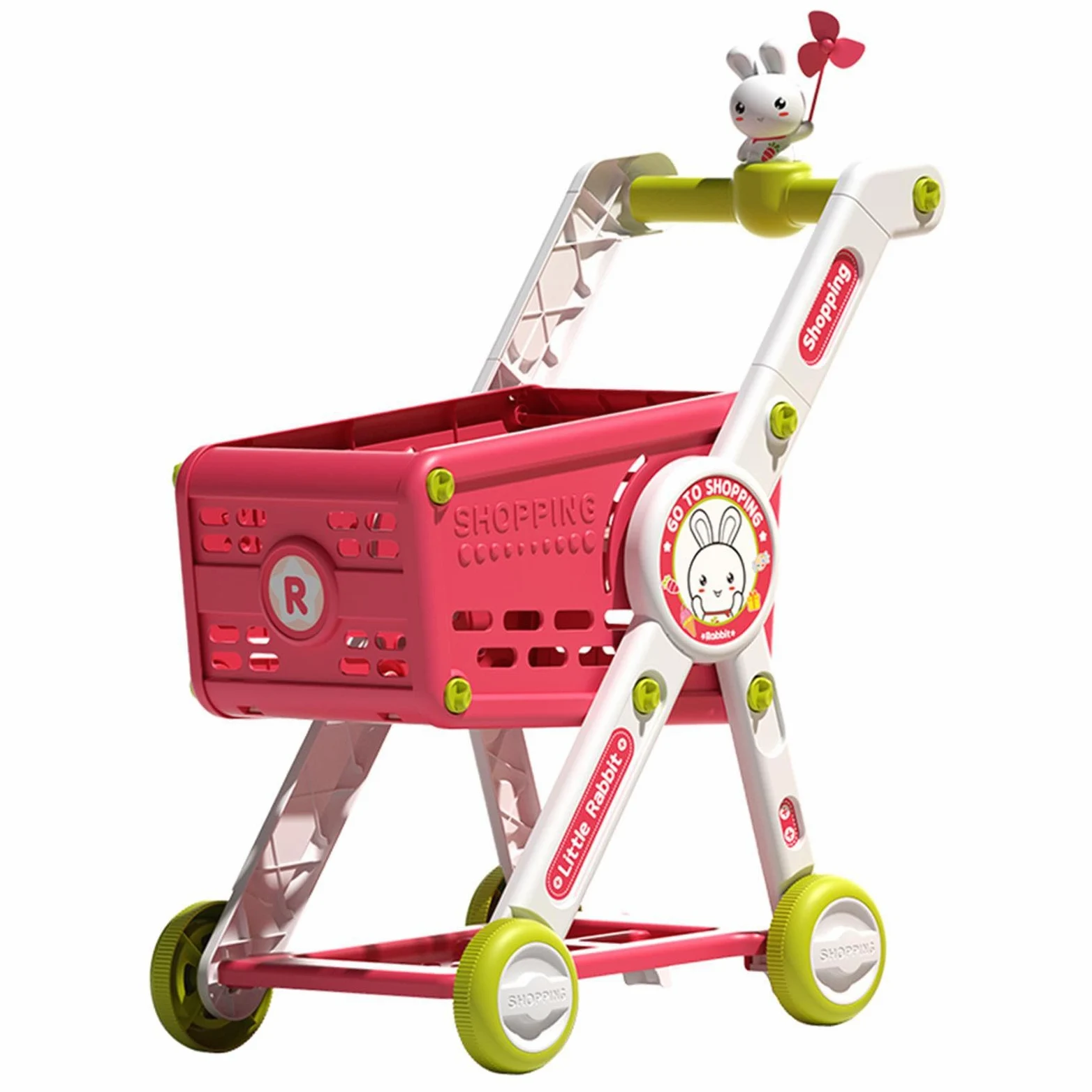 1 Pezzo Carrello della Spesa Giocattolo per Bambini Cestino del Supermercato Accessori Staccabili Struttura Stabile Simulazione Realistica Adatto al G, Solo Carrello