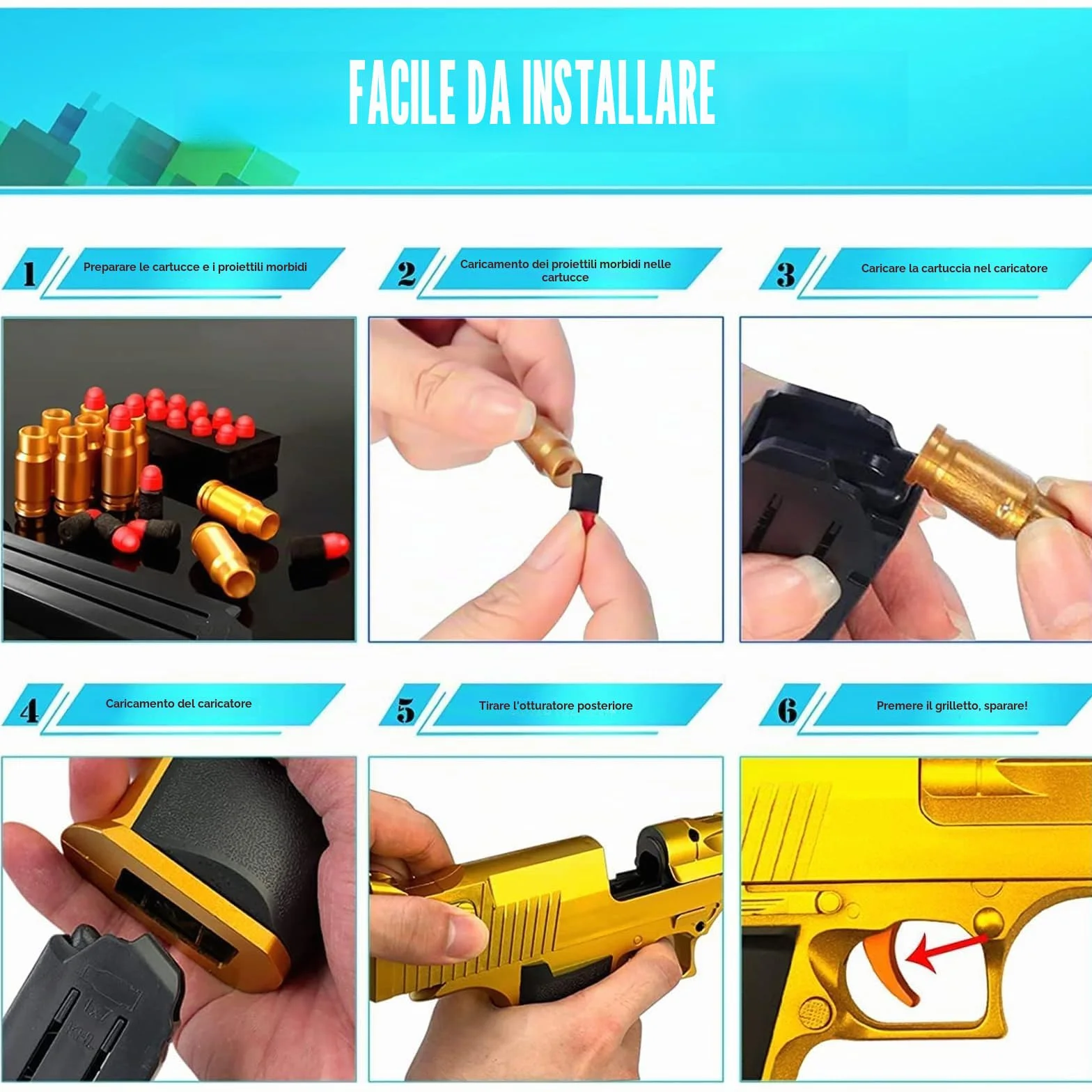 Pistola Giocattolo a Proiettile Morbido Blaster Schiuma per 14+