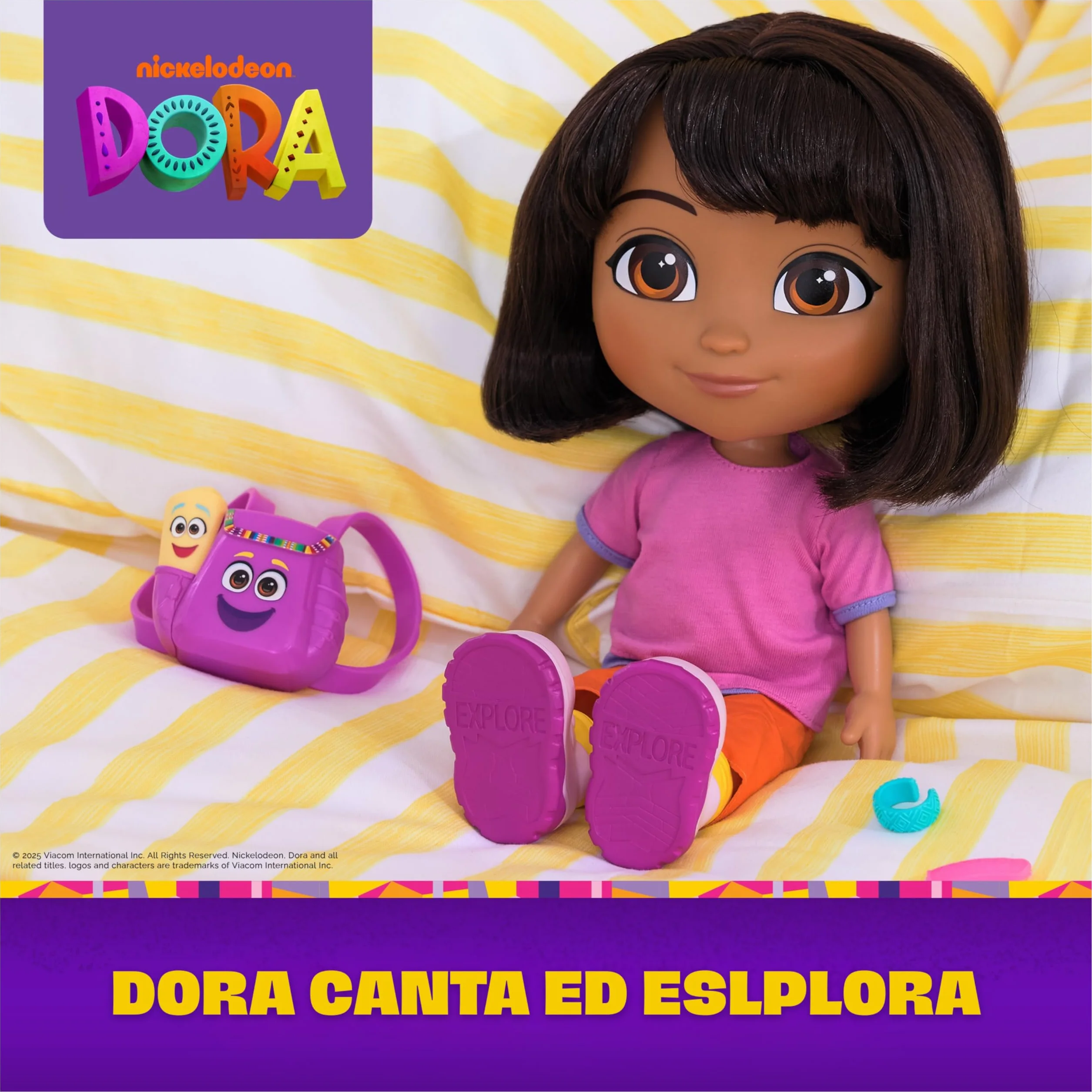 Dora l'Esploratrice, Bambola Canta ed Esplora con Musica, Effetti Sonori, Frasi Bilingue, Abiti e Accessori per Bambole, Giocattoli per Bambine e Bambini, 3+ Anni