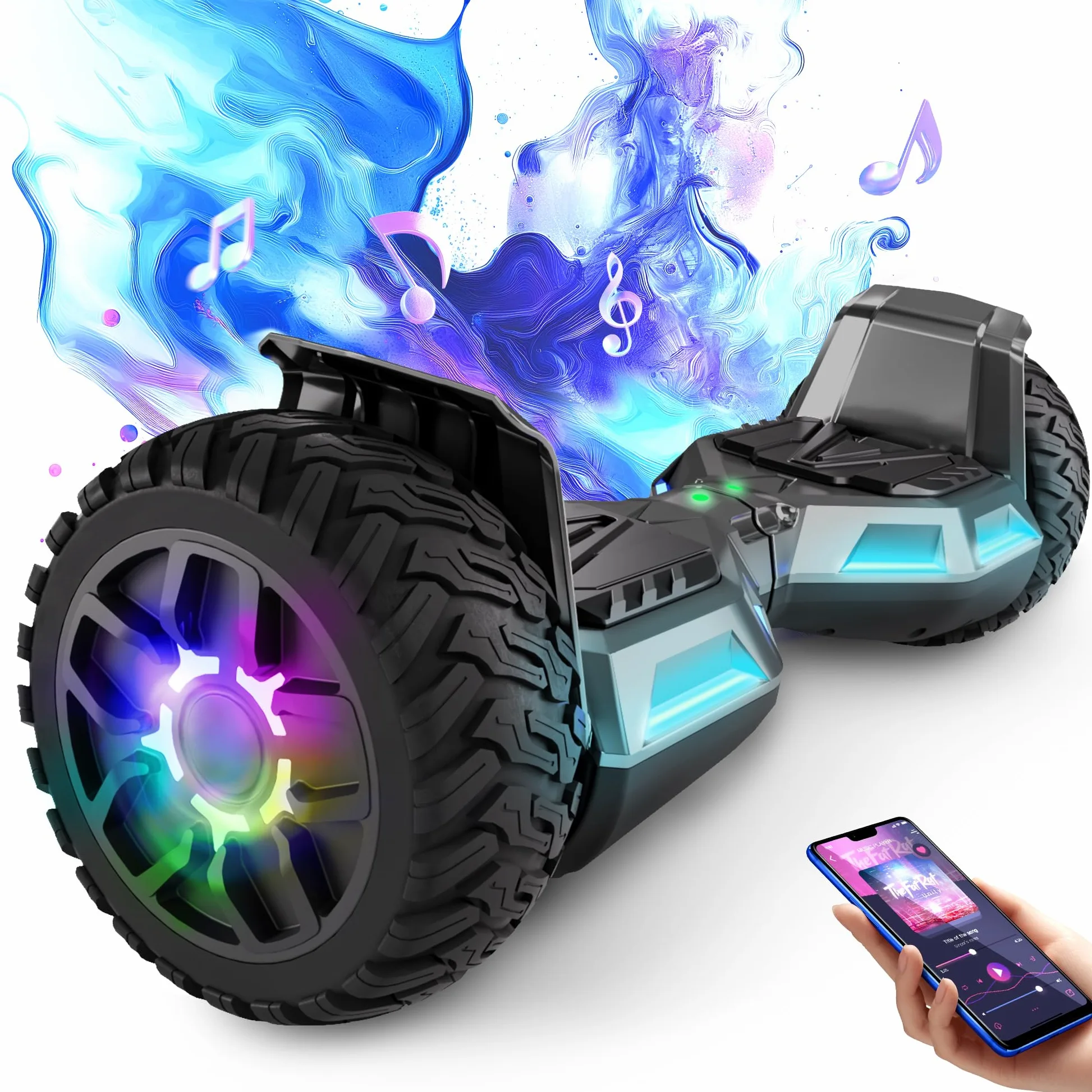 Hummer Off Road Hoverboard 8,5 pollici con Bluetooth e luce LED Motore potente Adatto per adulti e bambini Pistola