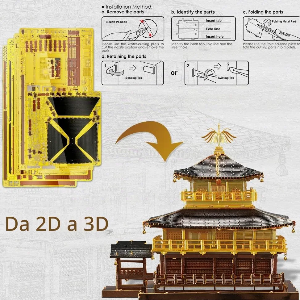 Piececool Puzzle 3D Metallo, Kinkaku-ji Modellismo Luoghi di Architettura Classica, 3D Puzzle de Paris Modellino Giocattoli per Adulti e Adolescenti,Regalo per Uomini e Donne