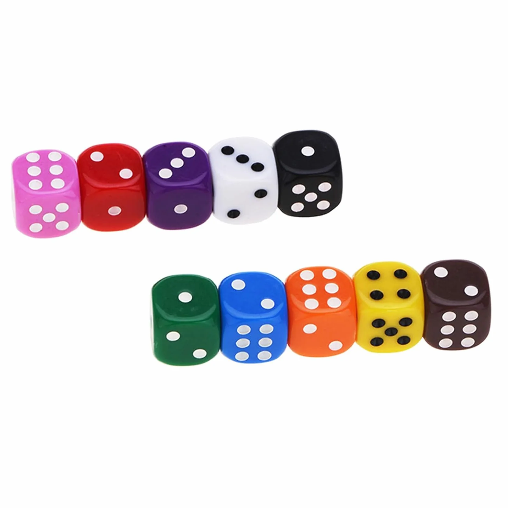 10 Pezzi Dadi, 6 Facce 16mm Dadi da Gioco per Tenzi, Farkle, Bar, KTV, Yahtzee, Bunco or Insegnare i Matematici, 10 Colori