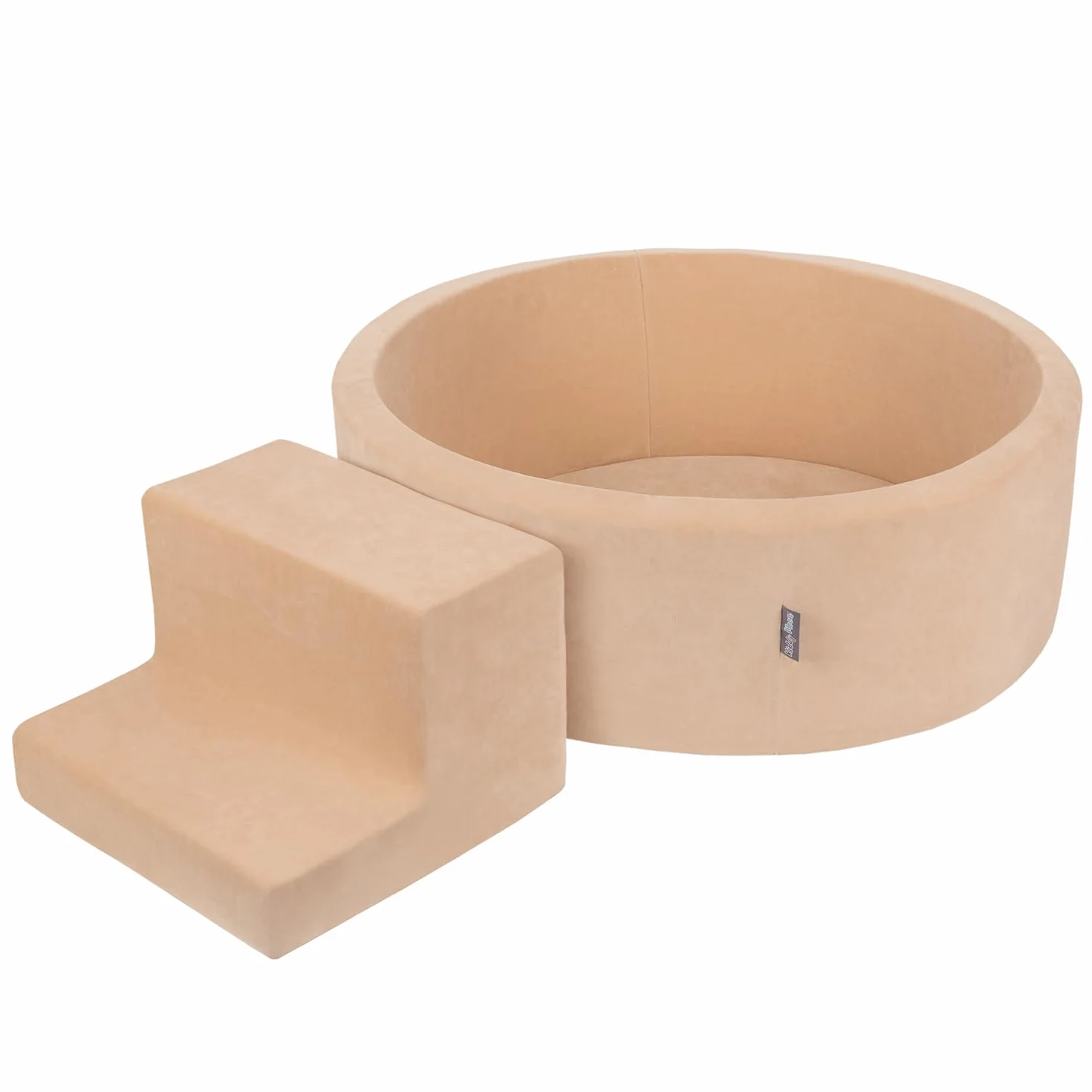 KiddyMoon Area di Gioco in Schiuma con Tondo Piscina di Palline per Bambini Piscina (200 Palline) + Gradini, Beige Sabbia: Beige Pastello/Giallo Pastello/Bianco/Menta/Rosa Chiaro