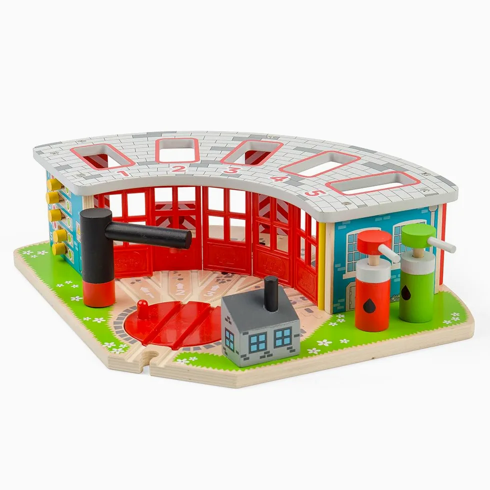 Bigjigs Rail Deposito per Cinque Locomotive