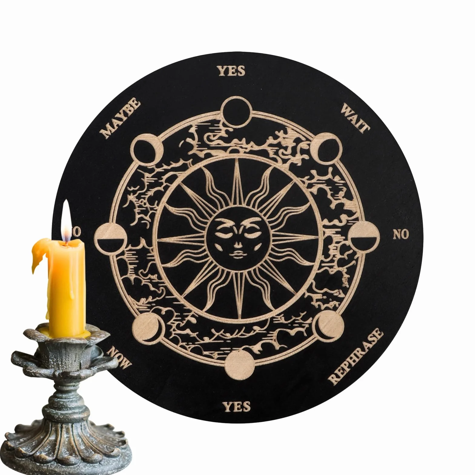 Tavola di divinazione in legno con lettere, elemento decorativo spirituale