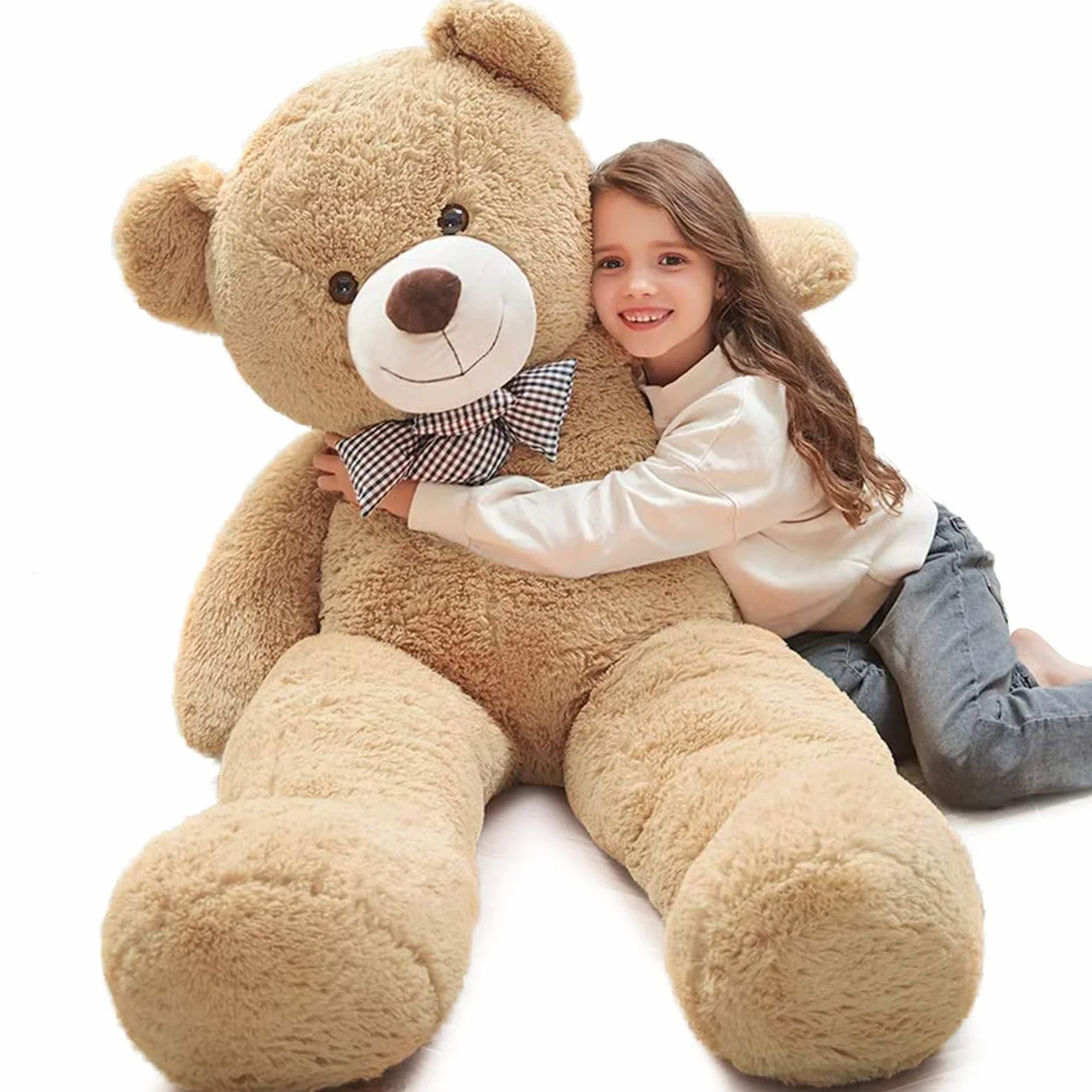 MorisMos 120 cm Orso Teddy Gigante XXL, Orso Teddy di Peluche Grande, Giocattolo di Peluche per Regalo Preferito, Colore Marrone, Grande Orso Teddy, Morbido Peluche per Compleanno
