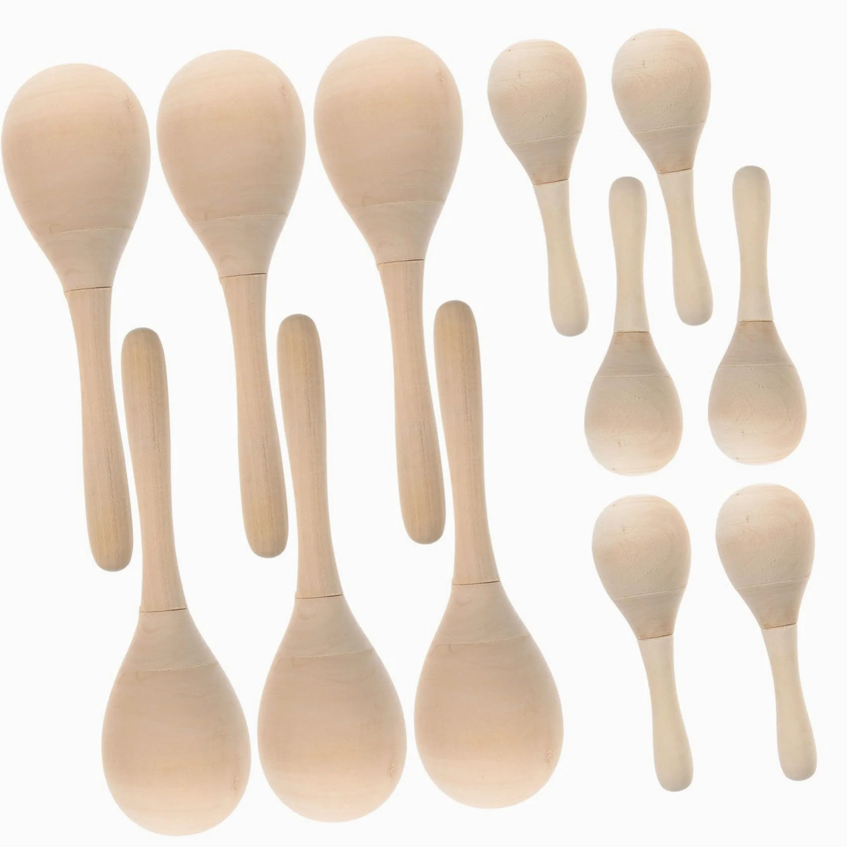 minkissy Maracas in Legno 12 Pezzi per Ragazzo Ragazza Design Creativo e Compatto, Strumento Musicale Fai da Te per Casa e Aula di Scuola