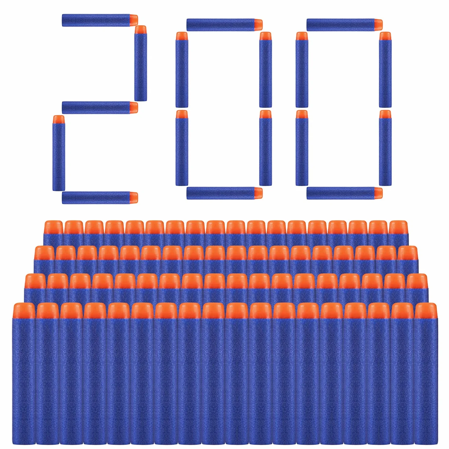 ZWOOS Dardi Proiettili per Pistola Nerf N Strike Elite Blaster Ricambio 200 Pezzi Munizioni Ricarica Compatibili Freccette per Series Blasters Giocattolo per Bambini (Blu Bianco)