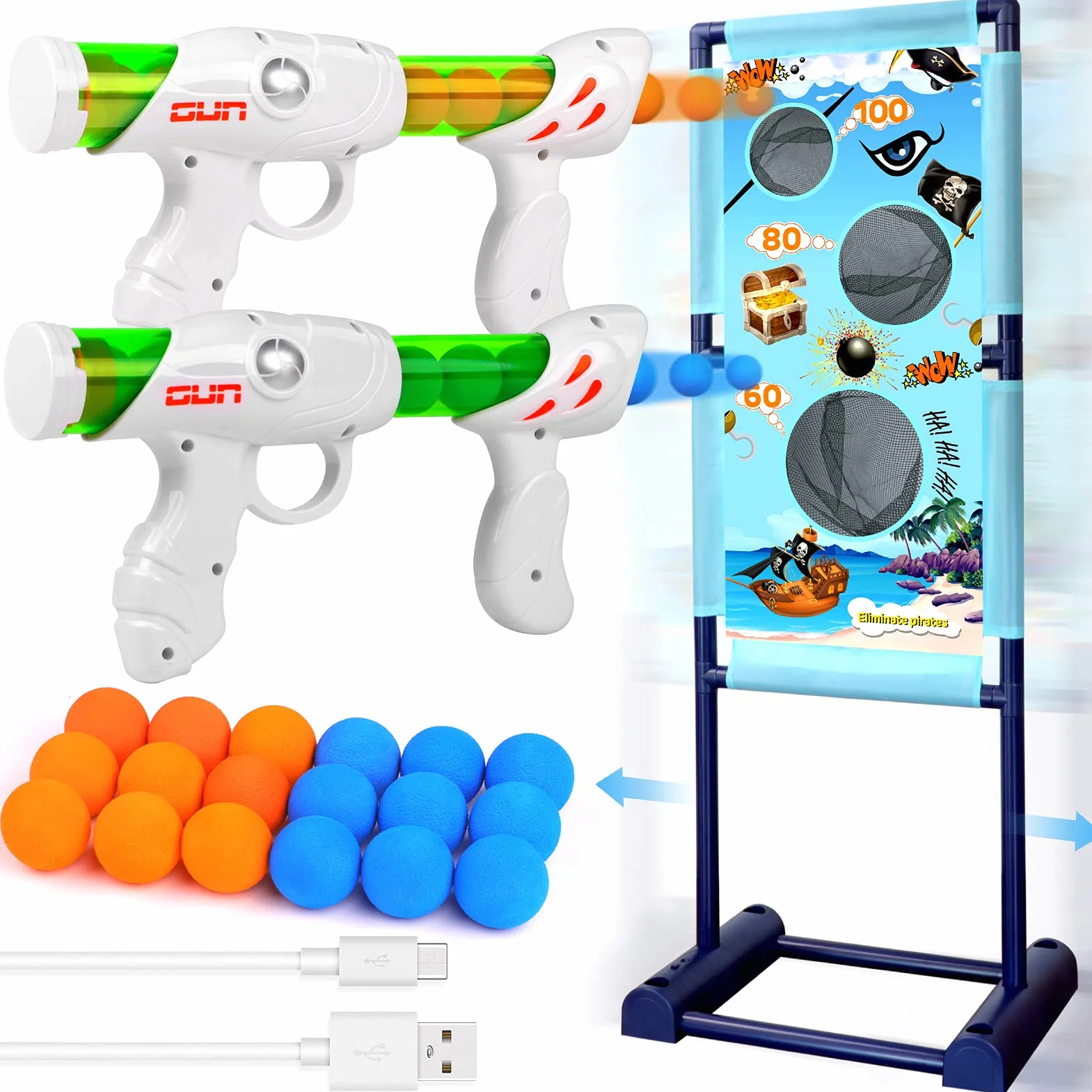 Giochi di Tiro al Bersaglio per Bambini 4-9 Anni 2 Pistole Giocattolo 18 Proiettili Schiuma
