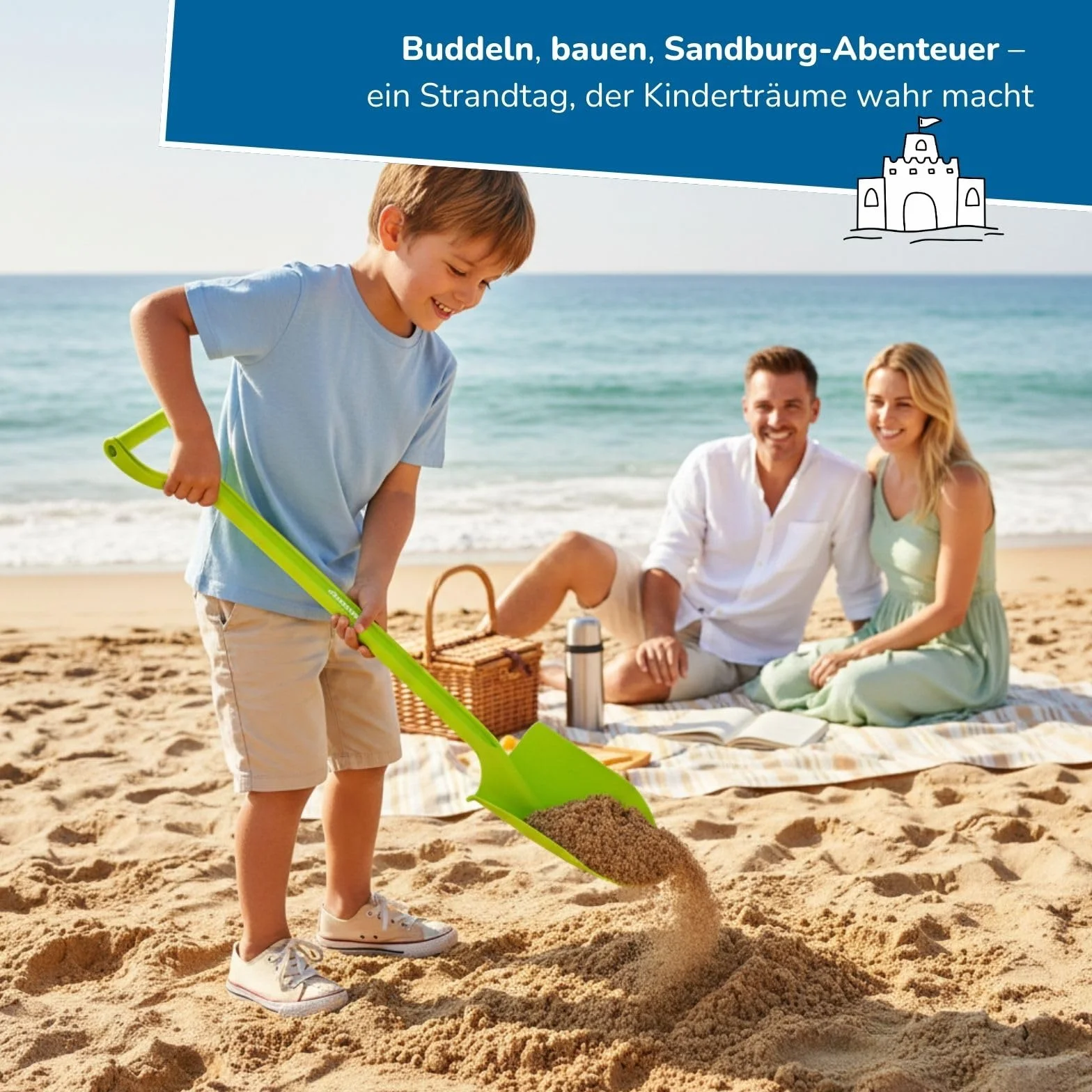 alldoro 60157 XXL Pala appuntita attrezzi da giardino per bambini sabbiera spiaggia in plastica 63 cm di lunghezza