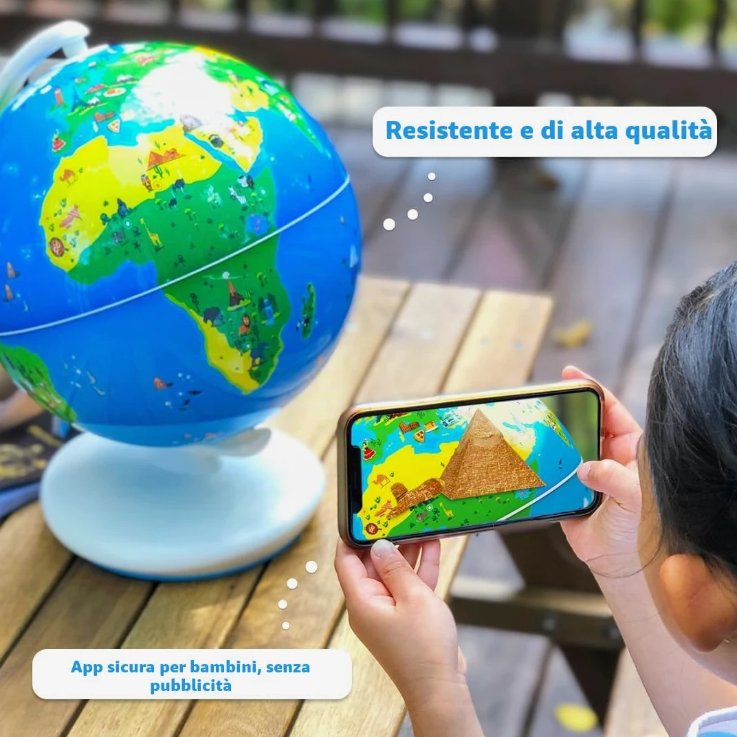 Orboot Earth by PlayShifu (App Based): globo interattivo AR per bambini, giocattolo STEM per ragazzi e ragazze età 4-10 | Giocattolo educativo regalo (senza frontiere, nessun nome sul globo)