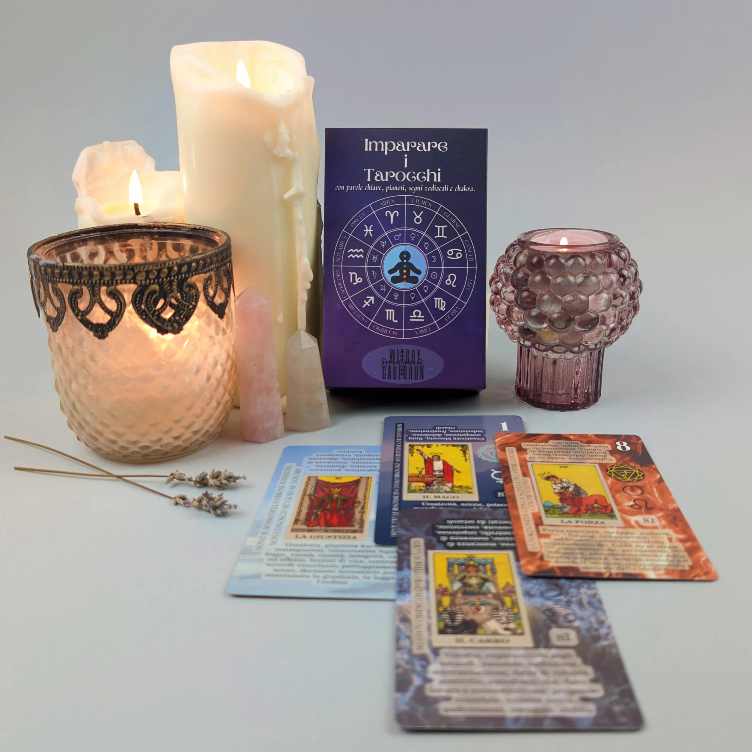 Witchy Cauldron Imparare i Tarocchi con parole chiave pianeti segni zodiacali chakra
