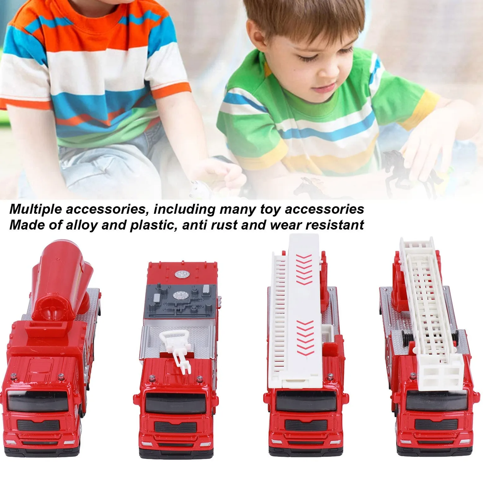Set di Giocattoli per Camion dei Pompieri, Veicoli Colorati per Vigili del Fuoco, Coltiva la Consapevolezza della Sicurezza per i Bambini, Lega e Plastica Antiruggine, Perfetto per la Casa e