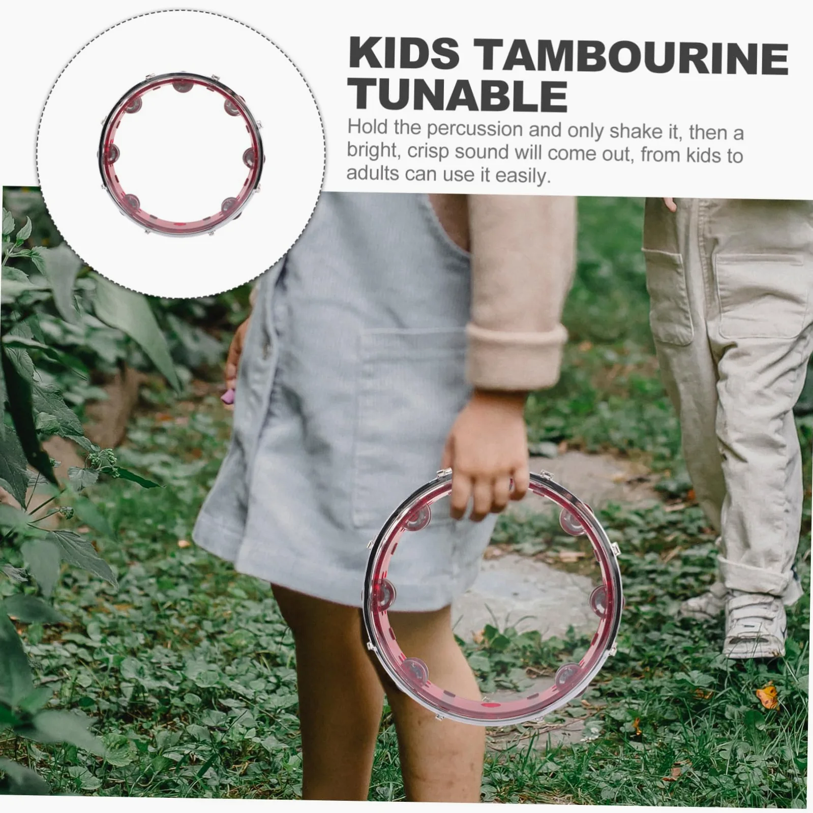 BESPORTBLE Tamburello Mano Leggero Campanello Strumenti Percussione Per Ragazzo Ragazza e Adulti Suono Brillante Per Concerti e Feste