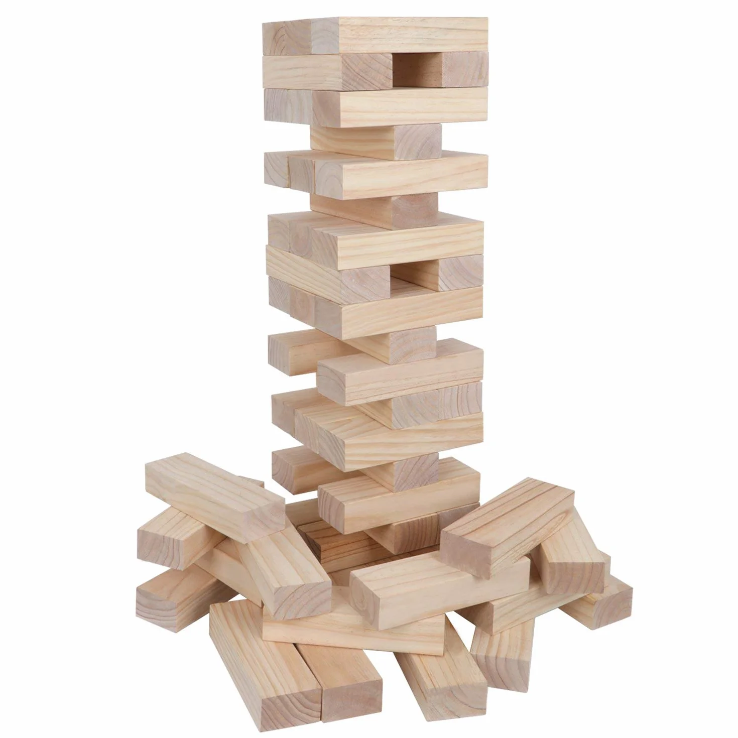 Gioco Torre Traballante Gigante in Legno Torre Impilabile Costruisce da 0,6m - 1,5m Grande Tumble Tower Giochi Jumbo Toppling Blocks Giocattolo per Bambini, Adulti e Famiglia