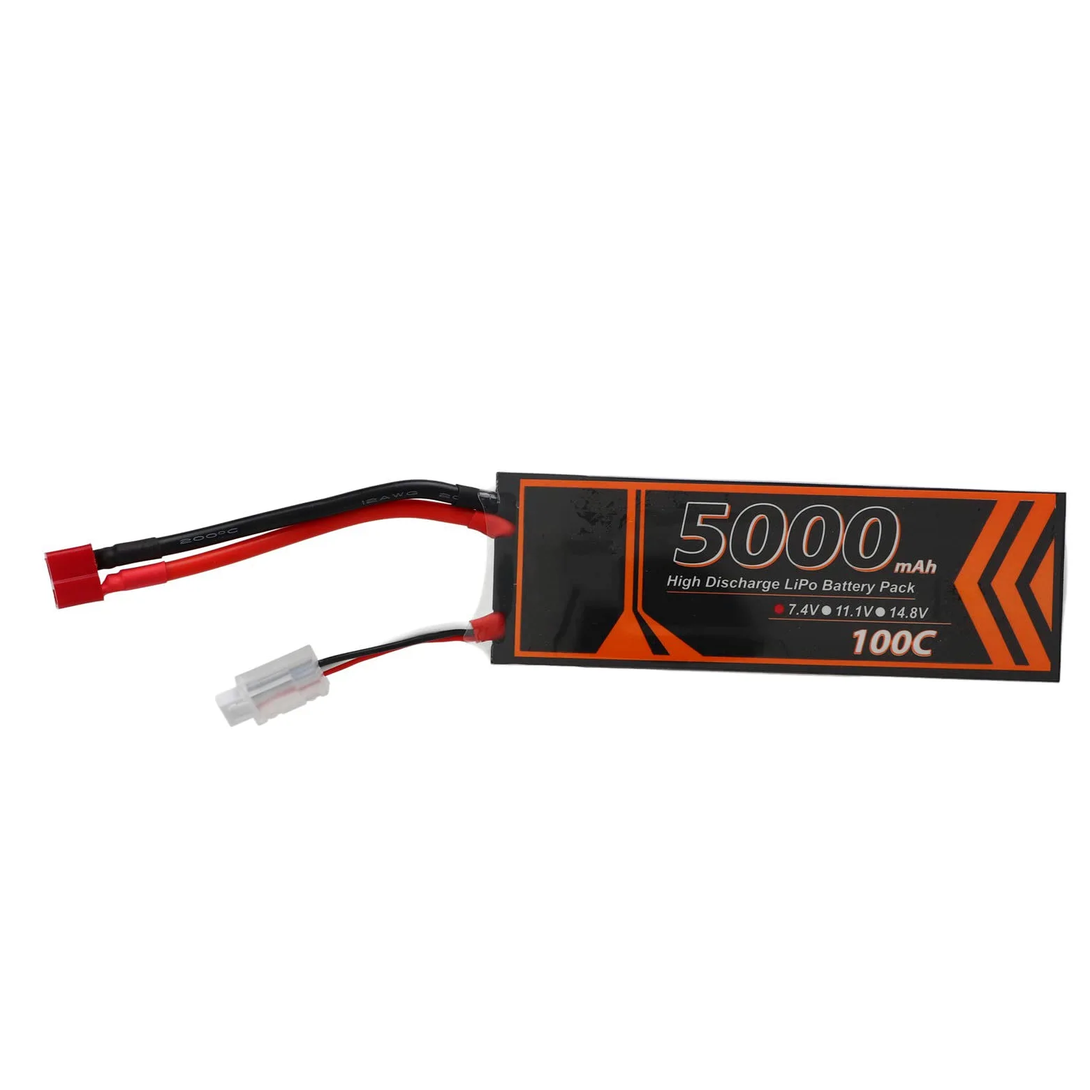 Alomejor Batteria Lipo RC 7.4V 5000mAh 2S 100C, Batteria Lipo Rigida con Spina Rossa a Forma di T per Quadricottero RC Modello FPV Racing