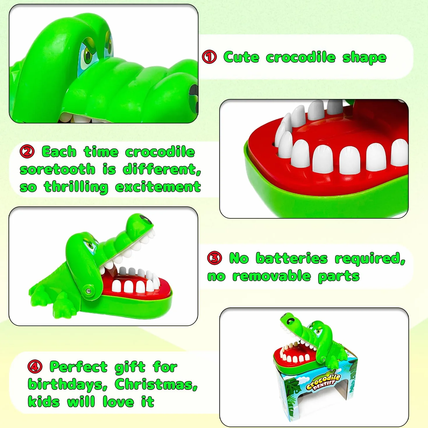 Piccoli Denti di Coccodrillo Giocattoli Gioco per Bambini, Coccodrillo Giocattolo, Coccodrillo Mordere Dito Dentista Giochi Divertenti Giocattoli, Gioco di Feste Regalo per Bambini Adulti