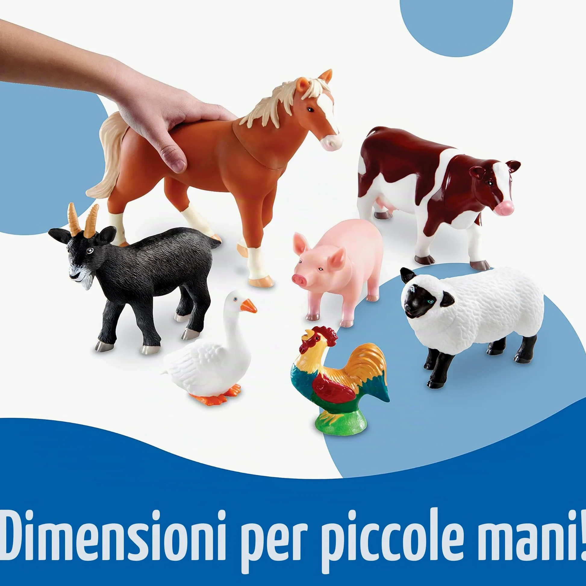 Learning Resources Animali della Fattoria Jumbo, Dai 18 Mesi, Set da 7 Animali in Plastica Resistente, Ideali per Giochi Immaginativi e Attività Montessori