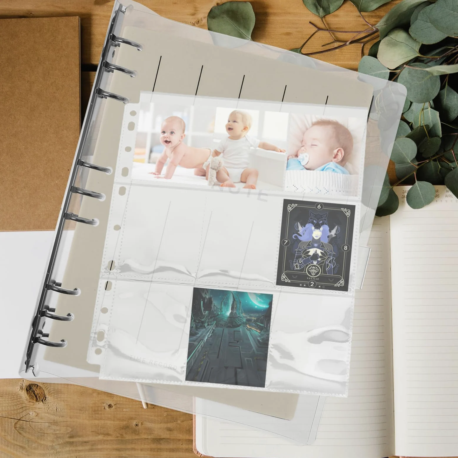 Abaodam 50 Pagine Porta Carte in Pvc, 9 Tasche per Foglio, Trasparenti, per Carte Collezionabili e Foto, Protezione per Raccoglitori