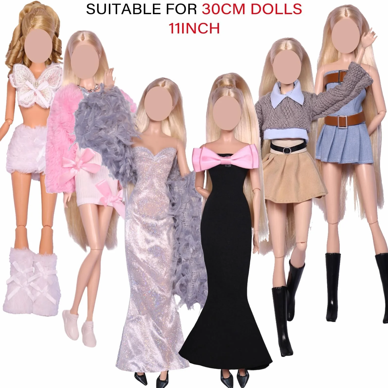 TYXHXTF Set di 21 Vestiti Compatibile con Bambole, Bambole Abbigliamento e Accessori, Compatibile con Barbie, 6 Abiti da Sera, per Bambole da 11,5 Pollici