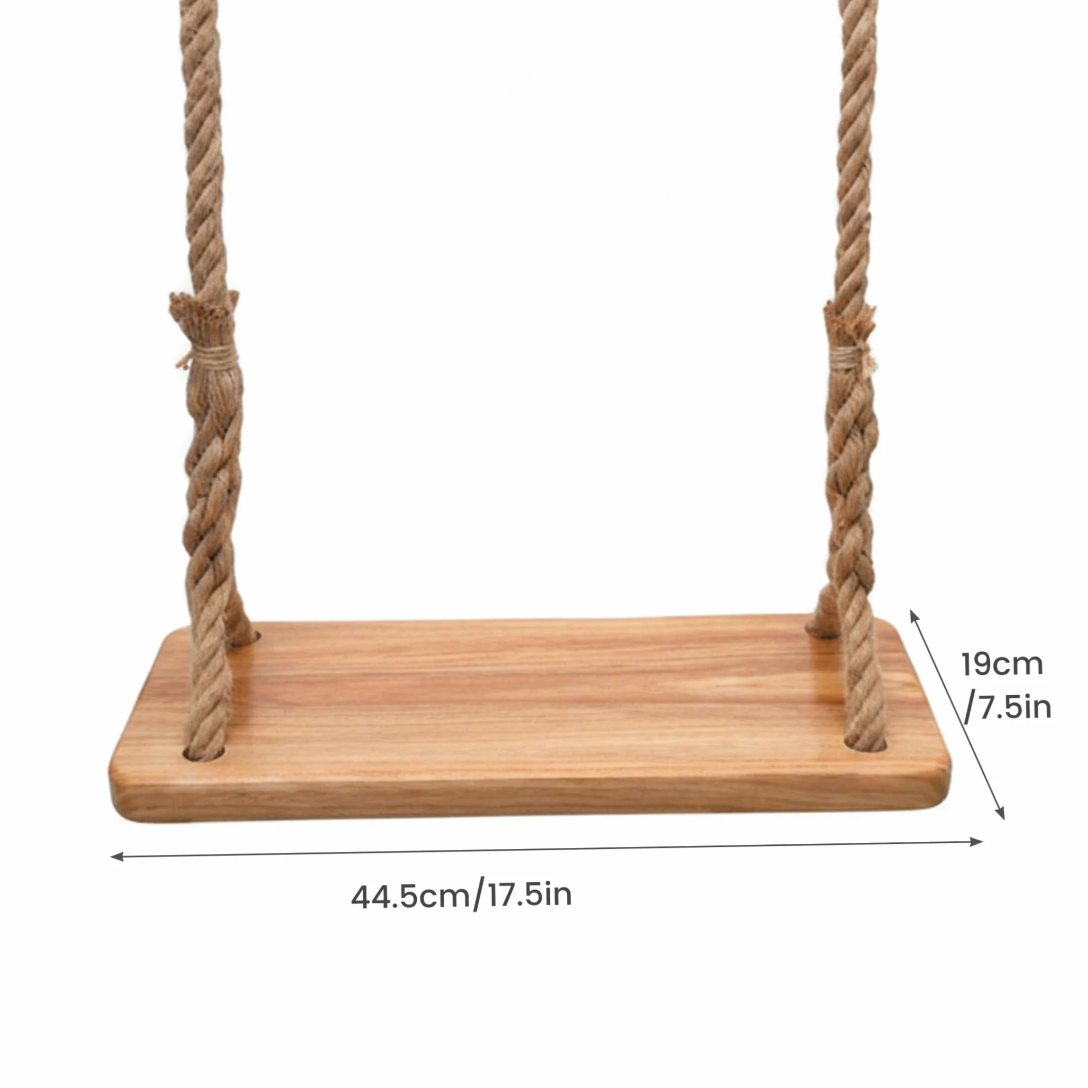 Altalena a trapezio, altalena in legno per esterni, legno di olmo spesso per bambini con corda resistente e parti metalliche, interno/esterno per bambini e adulti, sedile da 15, 75x6, 30 pollici con