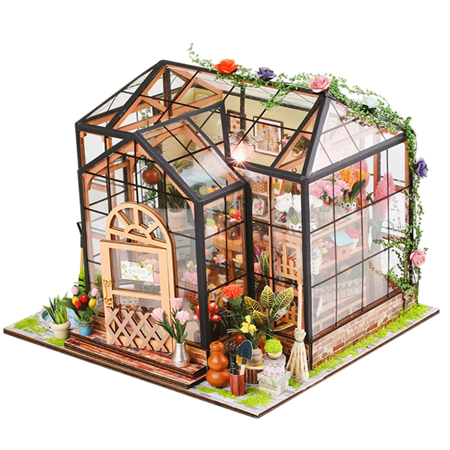 Kit Casa Miniatura Artigianale 3D Serra in Legno Puzzle DIY | Kit Costruzione Casette con Mobili e Colla per Utensili per Adulti Decorazione Artistica Stanza Artigianato Progetti