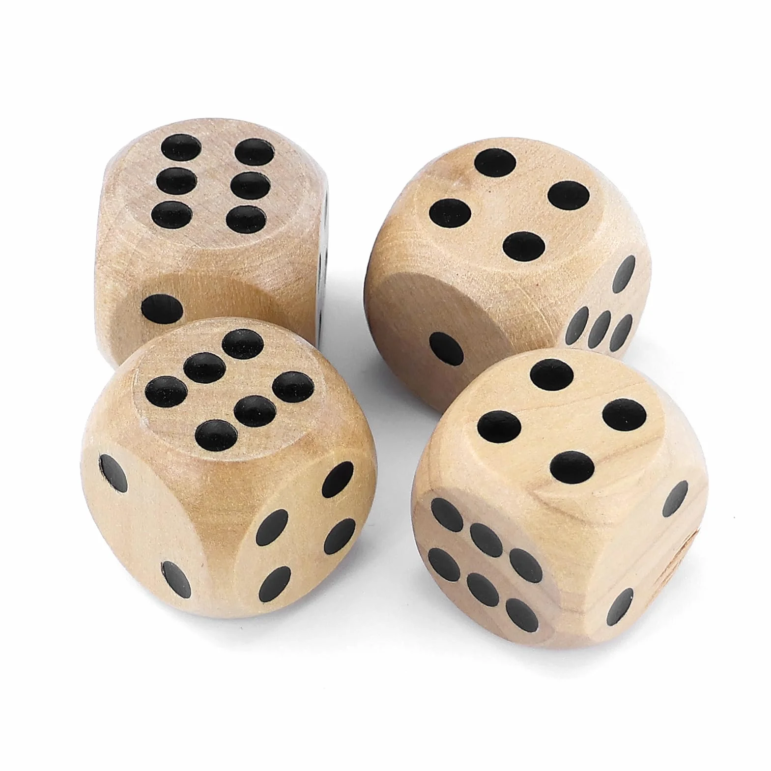 4Pcs Dadi Da Gioco in Legno 30mm,Dadi Da Gioco in Legno Naturale,Giochi Di Carte Accessori Per Giochi Di Società