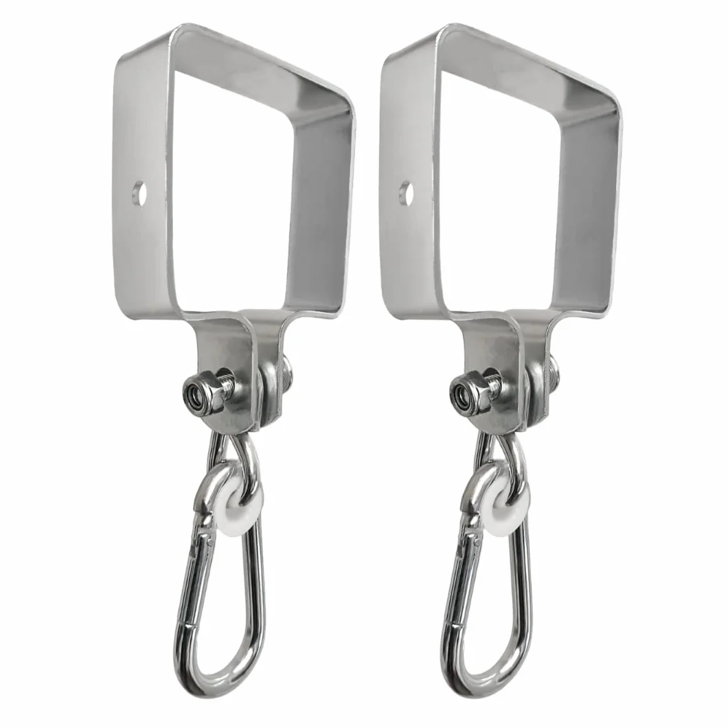 Set di 2 Ganci per Altalena con Moschettone 90x90mm Ganci A Manica Collare per Altalena - Moschettone Quadrato Supporto per Gancio Gancio per Travi O Legni Quadrati Supporto