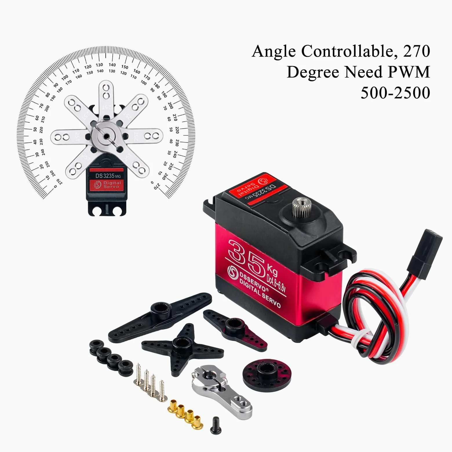 Servo digitale 35KG 6V DS3235 RC 270 gradi impermeabile IP66 con braccio servo 25T