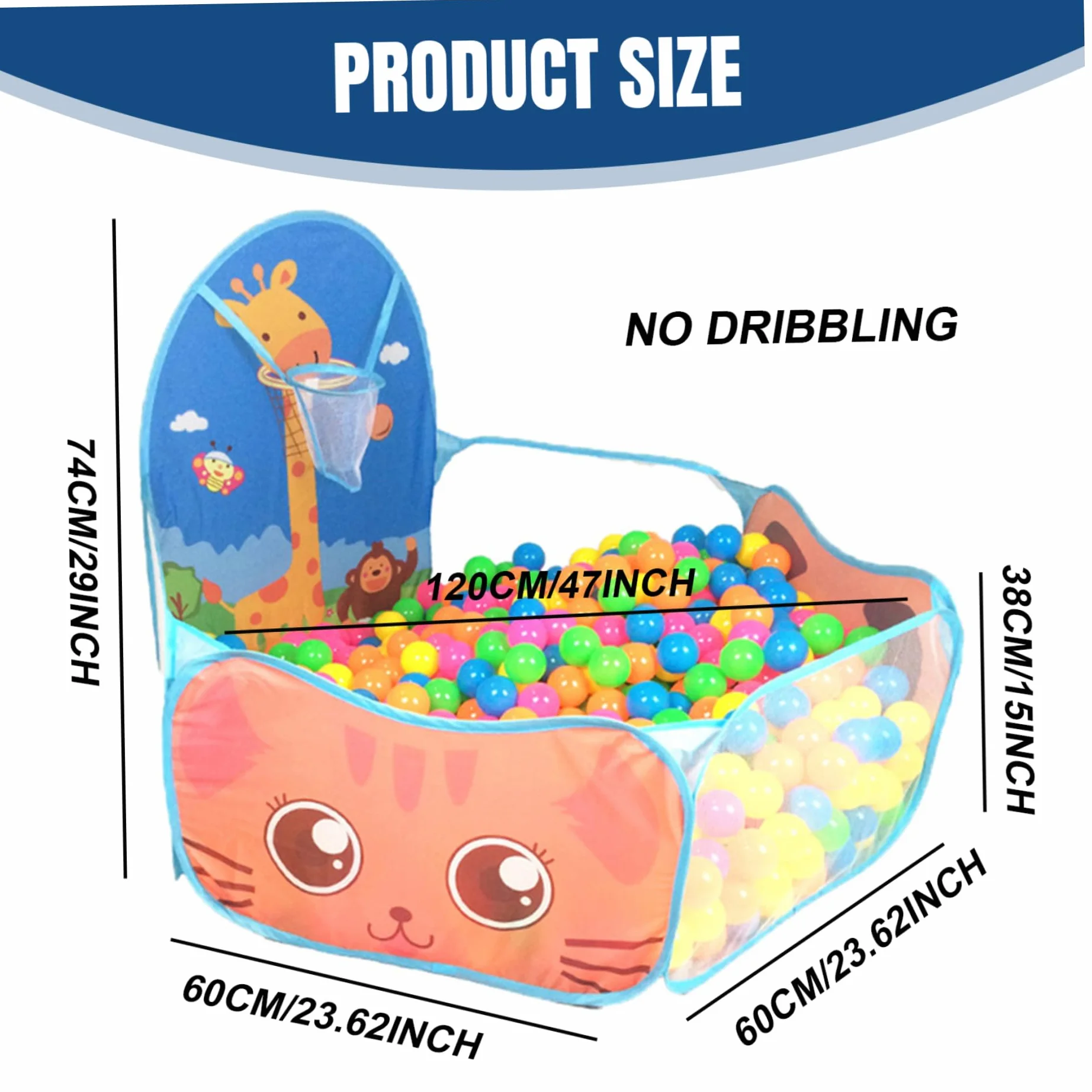 Piscina con Palline per Bambini, Vasca con Palline in Schiuma Pieghevole Pop-up con canestro da Basket, Resistente agli Strappi per i più Piccoli, Non Incluse
