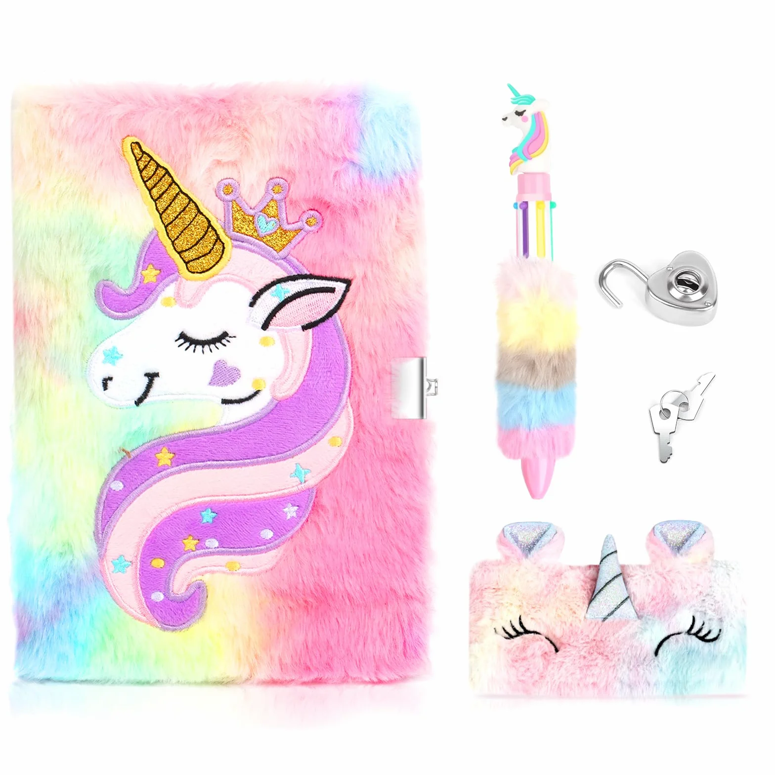 talifoca Diario Segreto Bambina con Lucchetto, peluche Unicorno Diario in Peluche Diario Segreto Unicorno, Astuccio Unicorno e Penna, privato Blocchi magici per ragazze Regalo di Natale compleanno