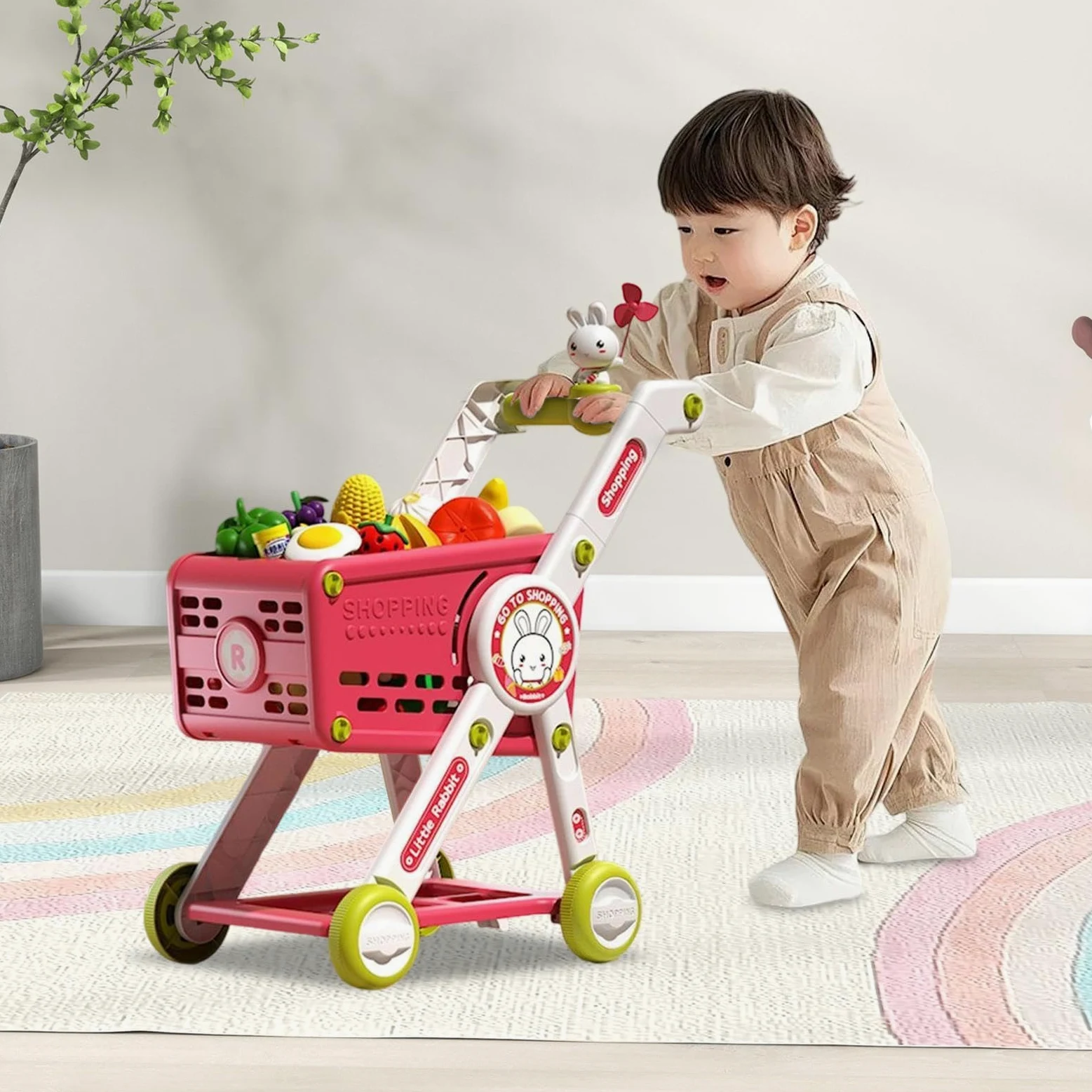 Carrello Spesa Bambini Cucina Finti Educativi Interattivi | Set Carrello Spesa Finti Trolley Per Bambini, Età Prescolare, Asilo, Vacanze E Compleanni