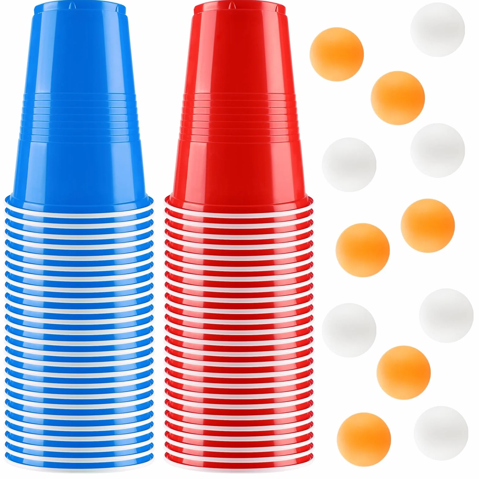 Kasanni 50 Beer Pong, 500ML Bicchiere di Plastica e 12 Palline da Ping Pong, Bicchieri Beer Pong, Bicchiere di Plastica, Giochi Alcolici