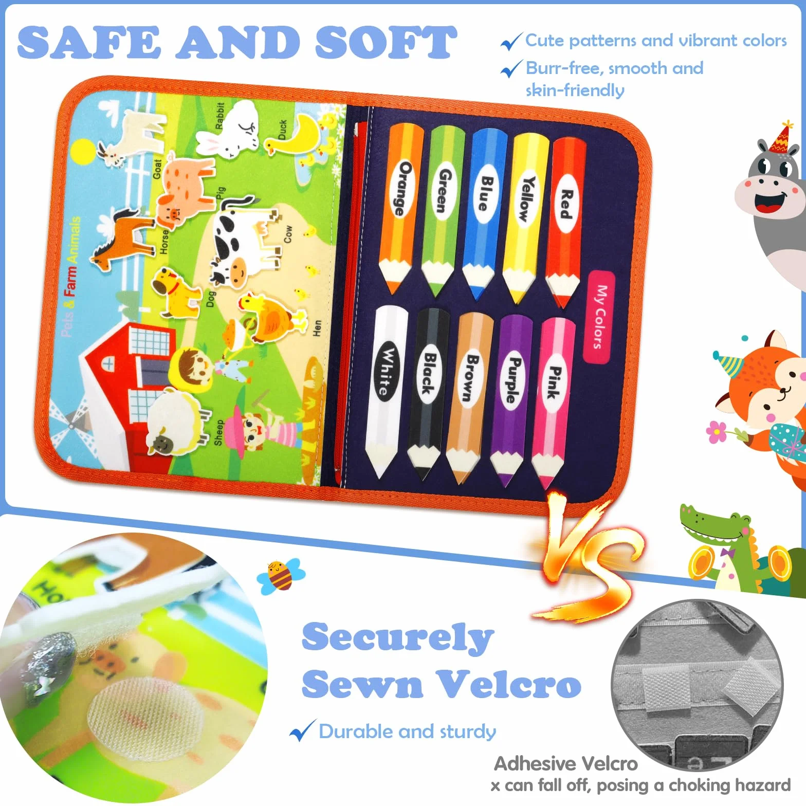 Busy Board Libro Montessori Interattivo Pannello Sensoriale Educativo Feltro Quiet Book Regalo Bambino 1-4 Anni