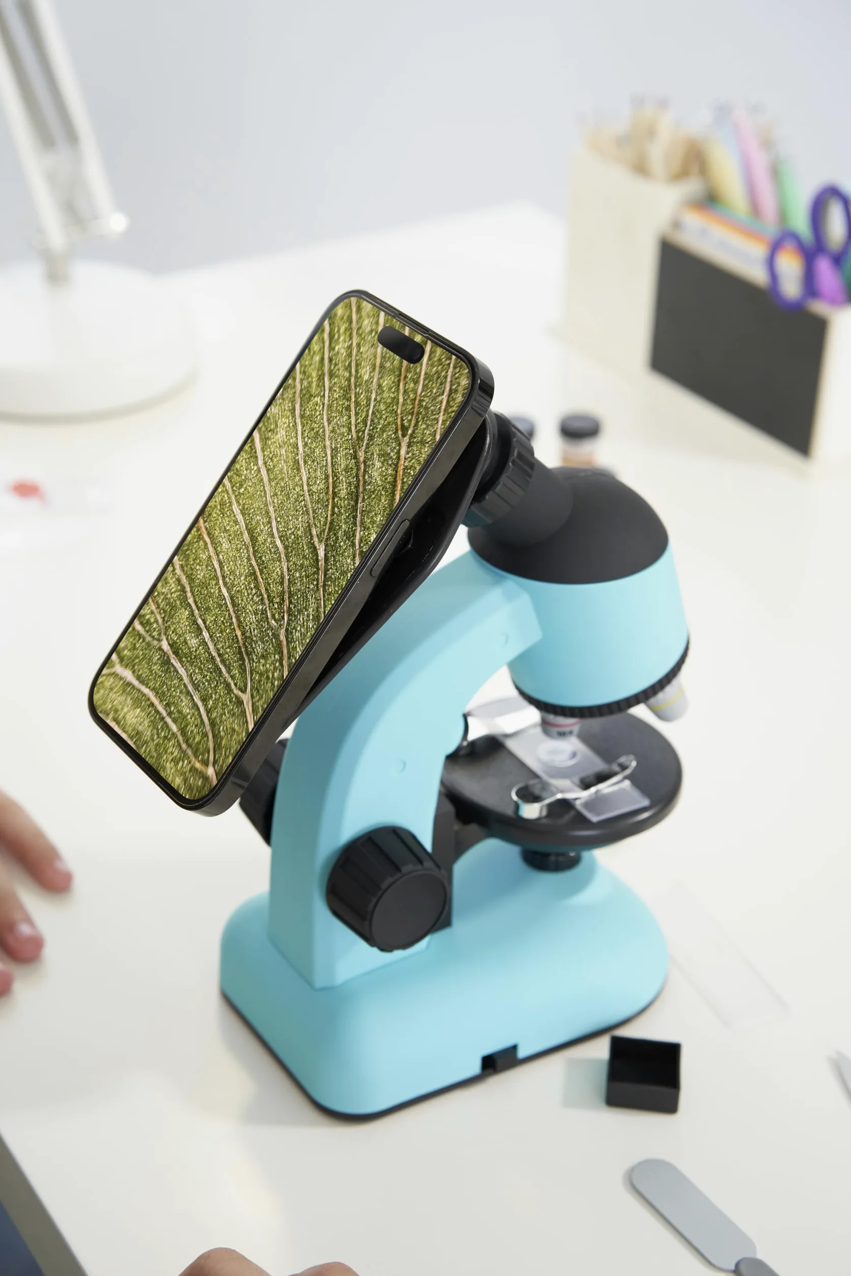 Vision Kids - Microscopio per bambini a 360° con luce LED, giocattolo educativo scientifico per principianti, esplorazione e scoperta