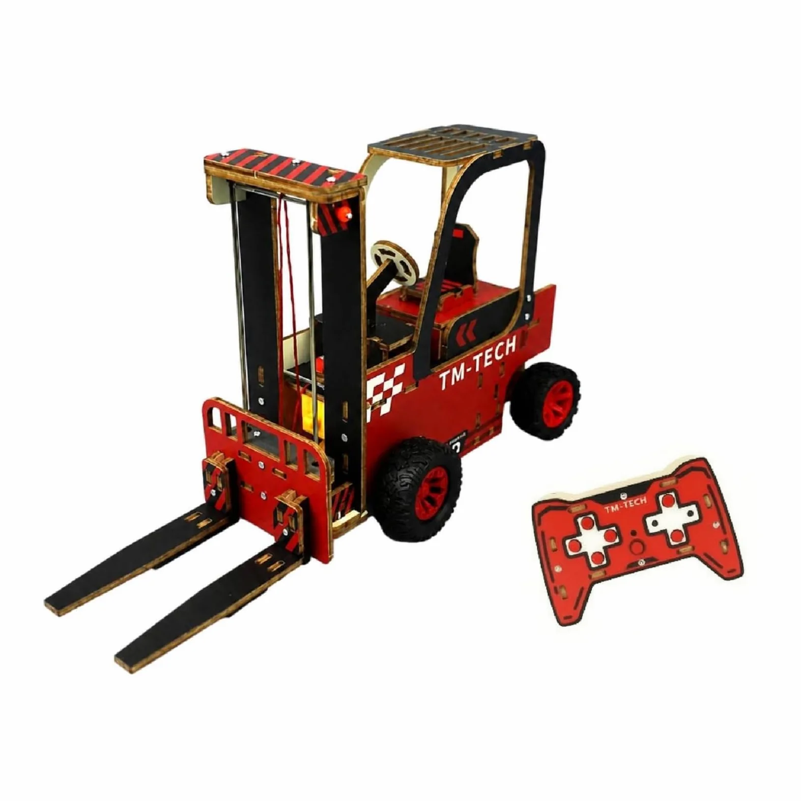 Carrello Telecomandato Kit Modello Fai da Te Giocattolo Educativo Camion Sollevatore Mini Gru Legno Plastica Struttura Aperta Adatto per Bambini Attività di Laboratorio