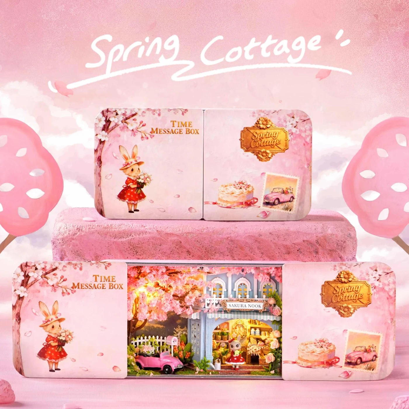 Kit fai da te per casa in miniatura, per adulti, scatola di ferro, kit per casa giocattolo, mobili in miniatura, regalo creativo per San Valentino e matrimonio (3 pezzi)