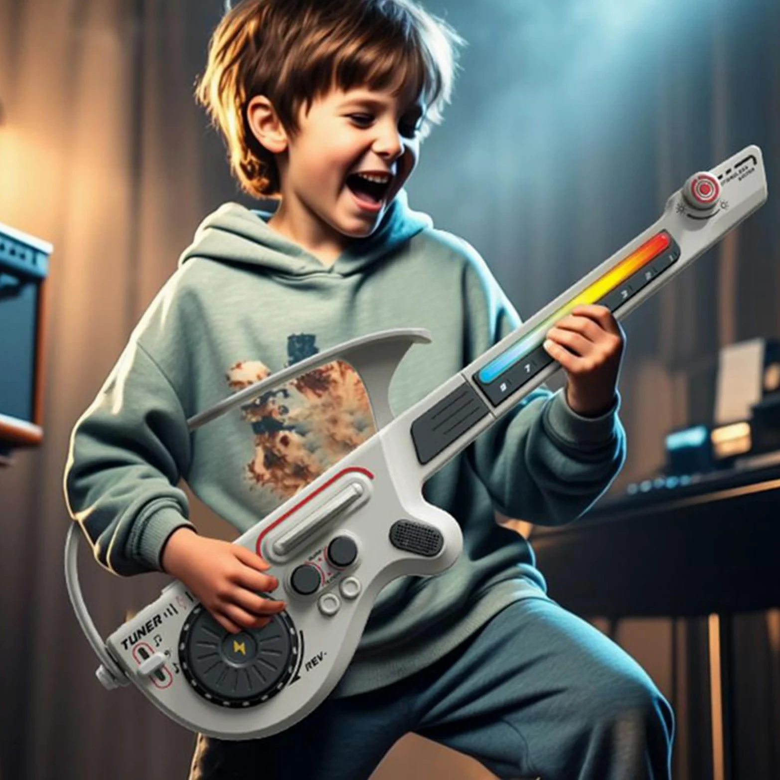 Chitarra Elettrica per Bambini Giocattolo Educativo Pieghevole | Giocattoli Musicali con Colorate Per Ragazzi Ragazze Principianti Pratica Casa Viaggio Regalo Compleanno Natale