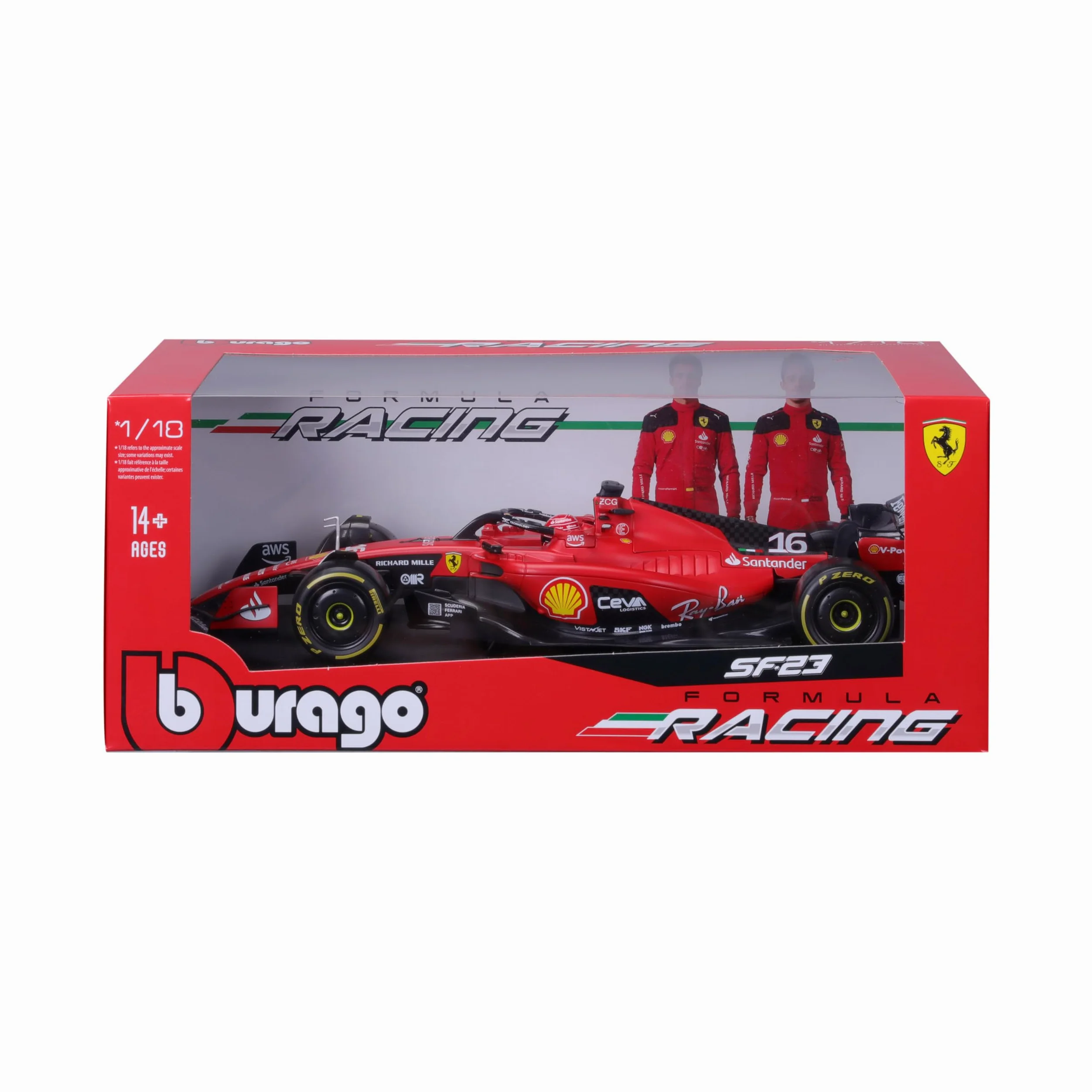 Bburago - Ferrari F1 SF-23 - Formula 1 LECLERC 16 - Season Car F1 2023 - Scala 1/18 30cm