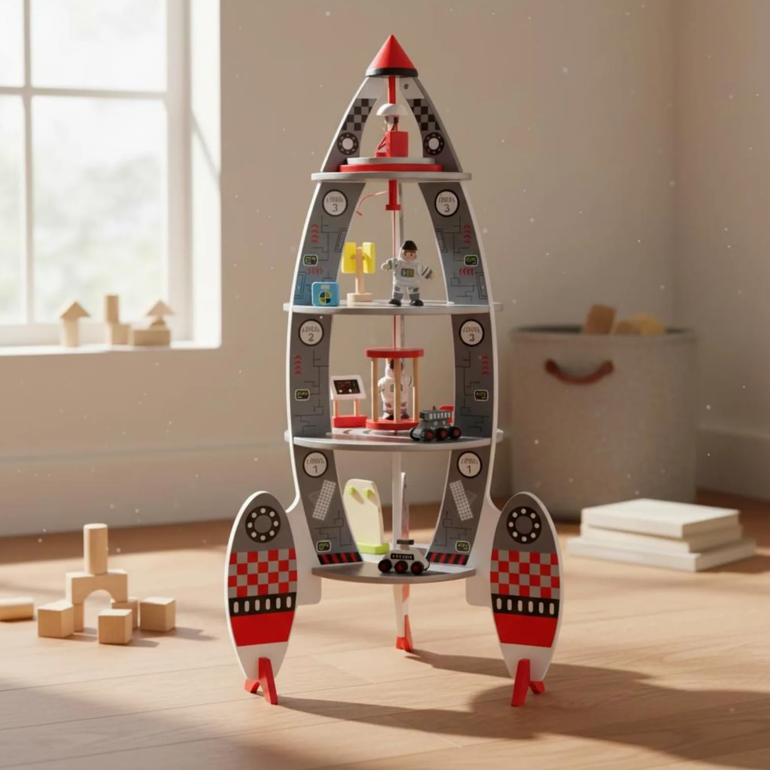 Modello Astronave Giocattolo Set Costruzione Razzo Navicella Spaziale Legno Educativo Manuale STEM con Pezzi Rimovibili Adatto per Gioco Bambini Laboratorio Scolastico Regalo Casa