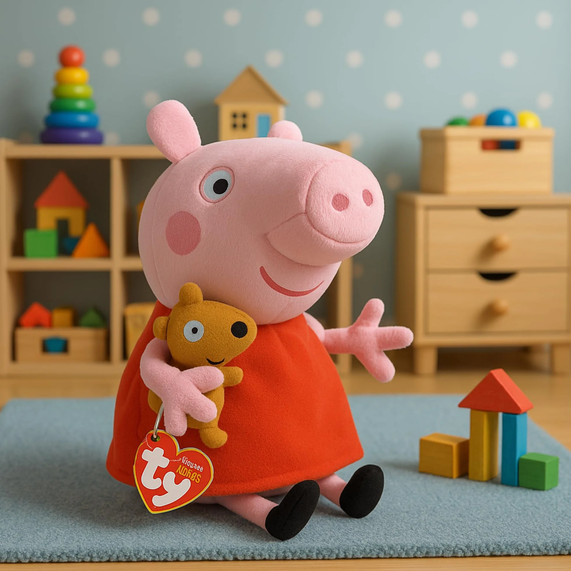 Ty Beanie Babies - Floppy, Collezione Peppa Pig, Peppa Pig, Morbido Peluche da Collezionare, Idea Regalo per Grandi e Piccini - 20 cm - T46128