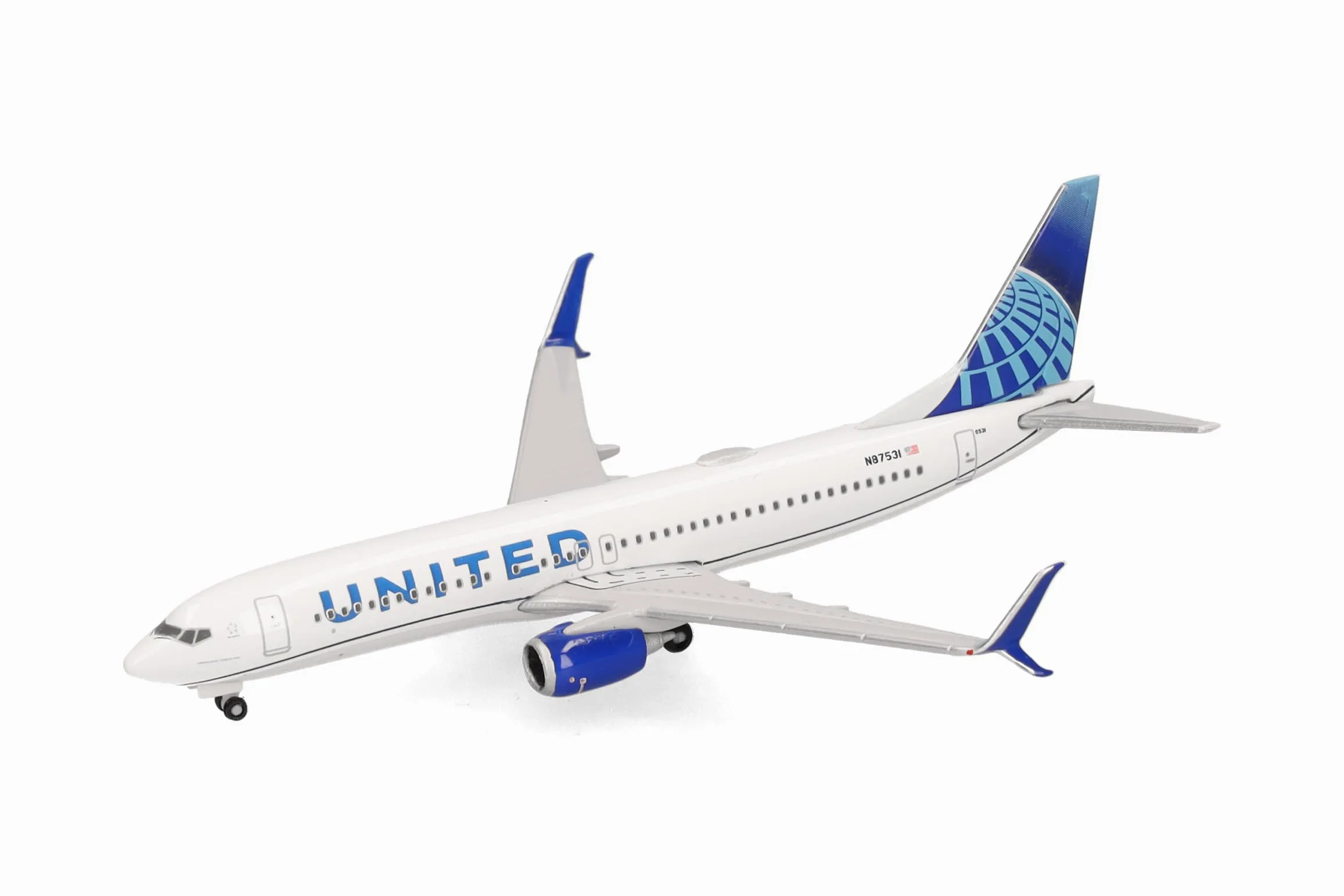 Herpa Modellino aereo United Airlines Boeing 737-800, miniatura scala 1:500, pezzo da collezione, modello senza supporto, metallo