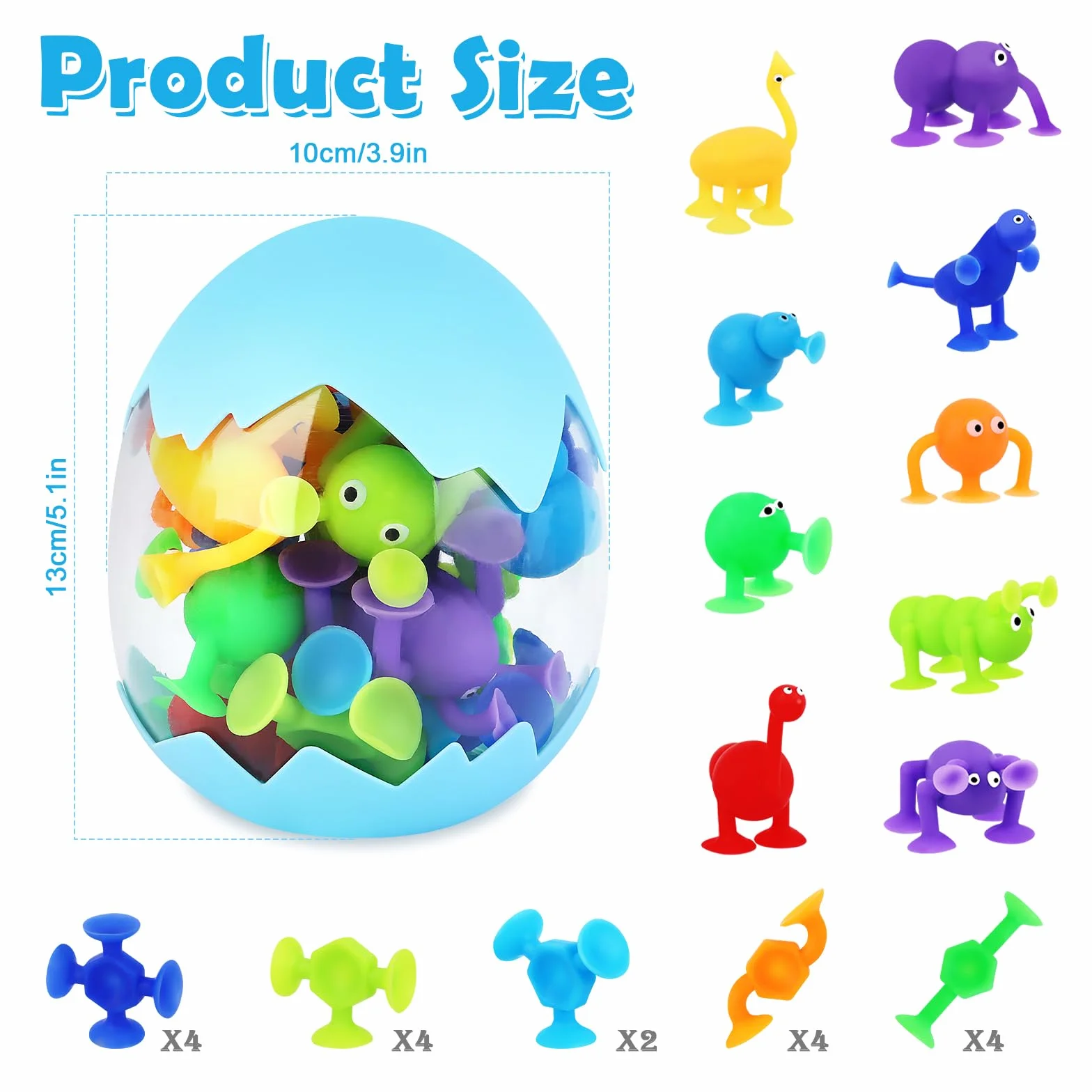 27Pcs Giochi Bagnetto Neonato, Giocattoli Ventosa Bambini Giocattoli Sensoriali Ventose in Silicone Suction Cup Toys, Sucker Toy per Bambini con Organizzatore, Giocattolo Sensoriale Montessor